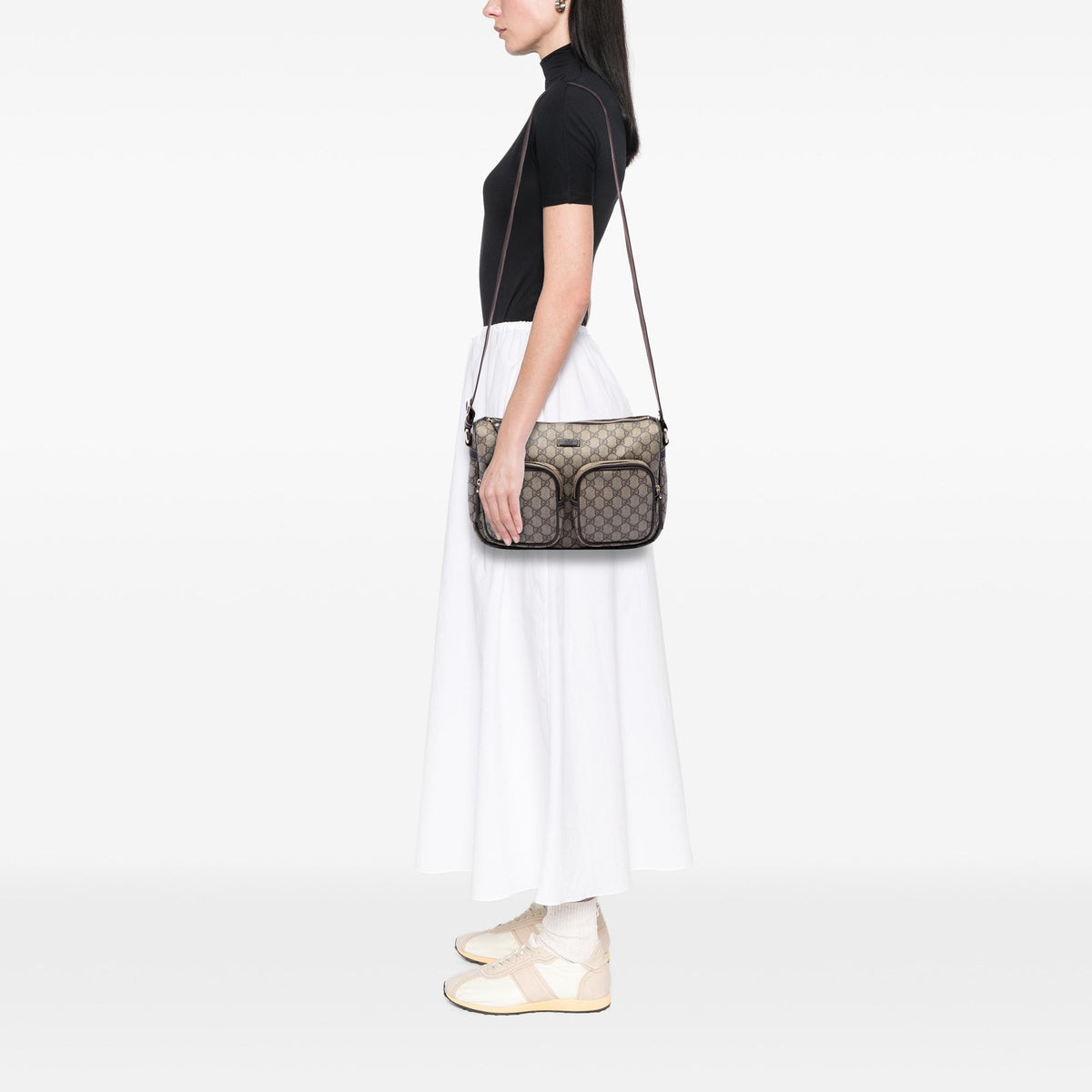 Gucci GG Supreme Double Pocket Crossbody