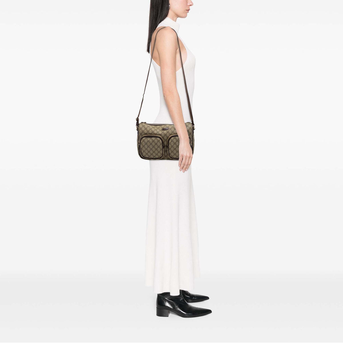 Gucci GG Supreme Double Pocket Crossbody