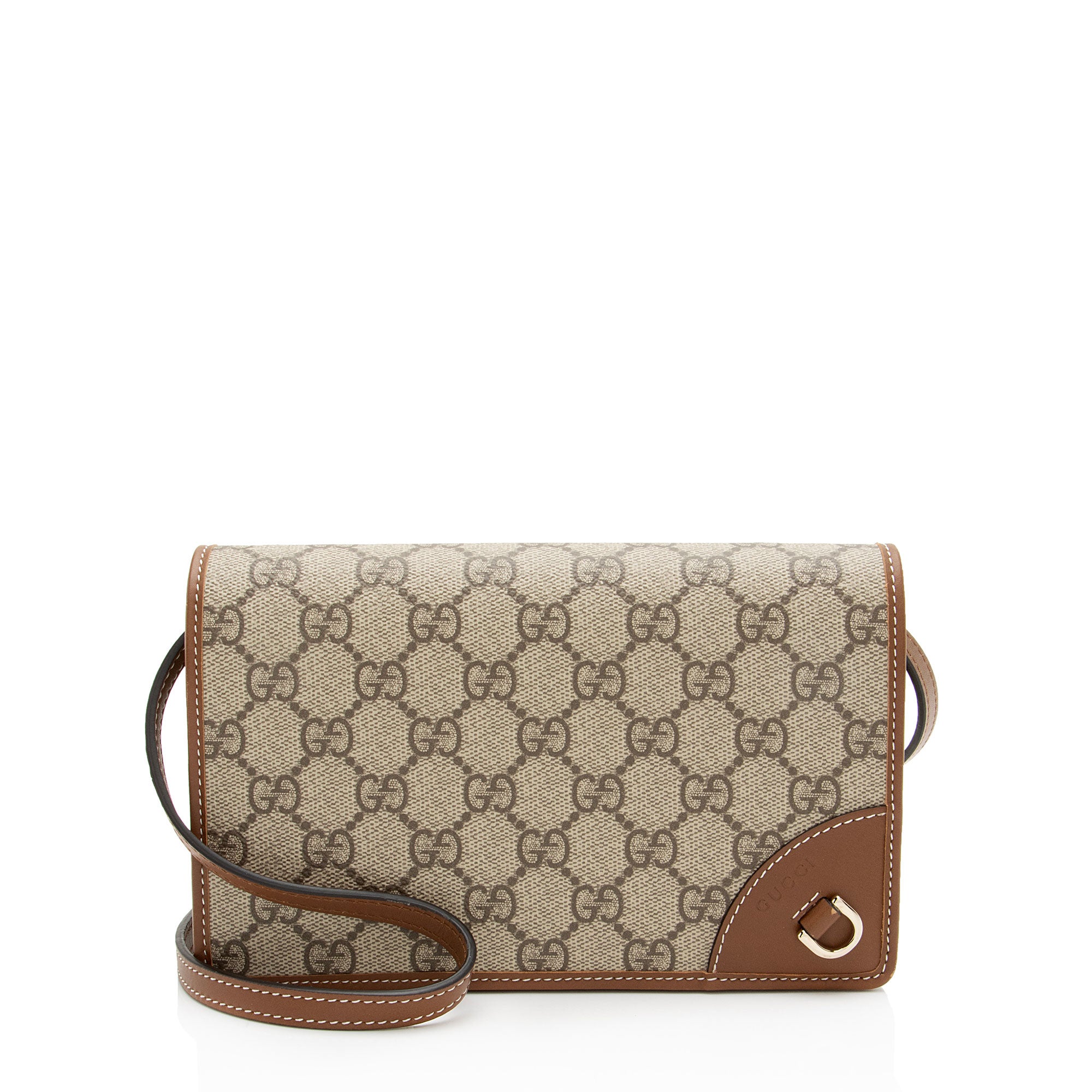 Gucci GG Supreme Emblem Wallet on Strap