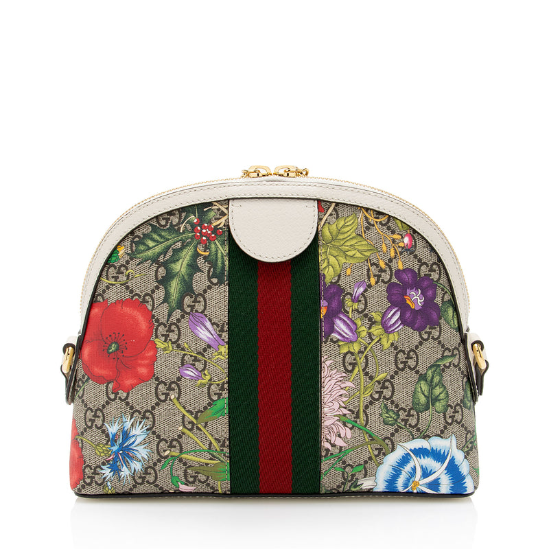 Gucci GG Supreme Flora Ophidia Dome Small Shoulder Bag (SHF-y1K6pl)