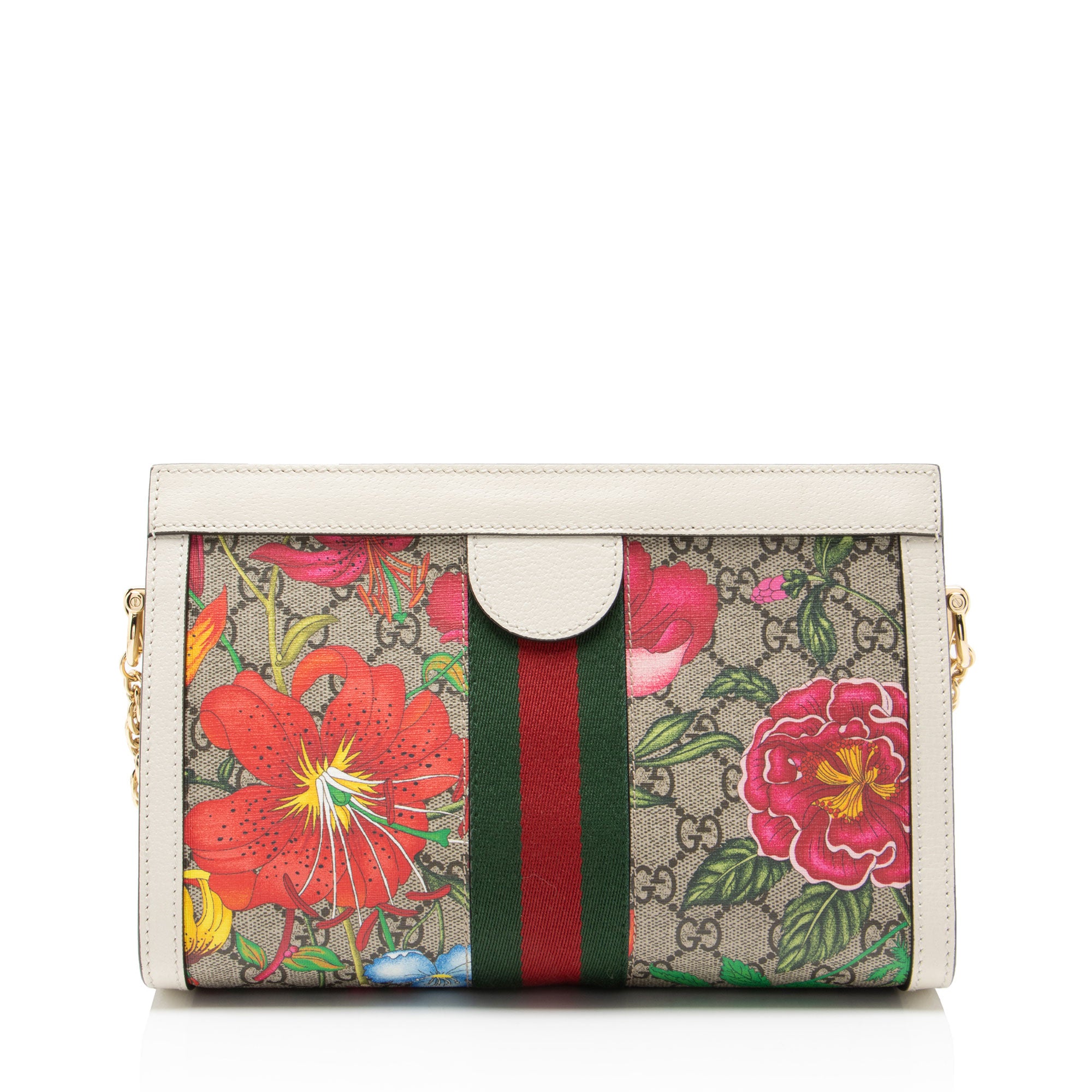 Gucci GG Supreme Flora Ophidia Medium Chain Shoulder Bag