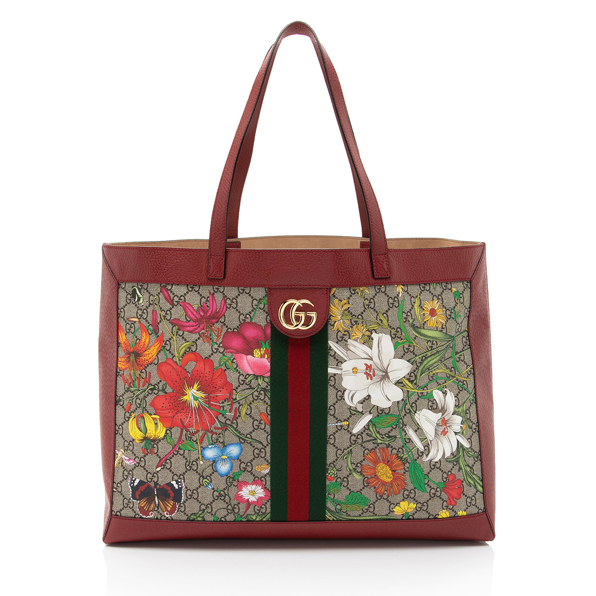 Gucci GG Supreme Flora Ophidia Medium Tote (SHF-nE6t7Y)