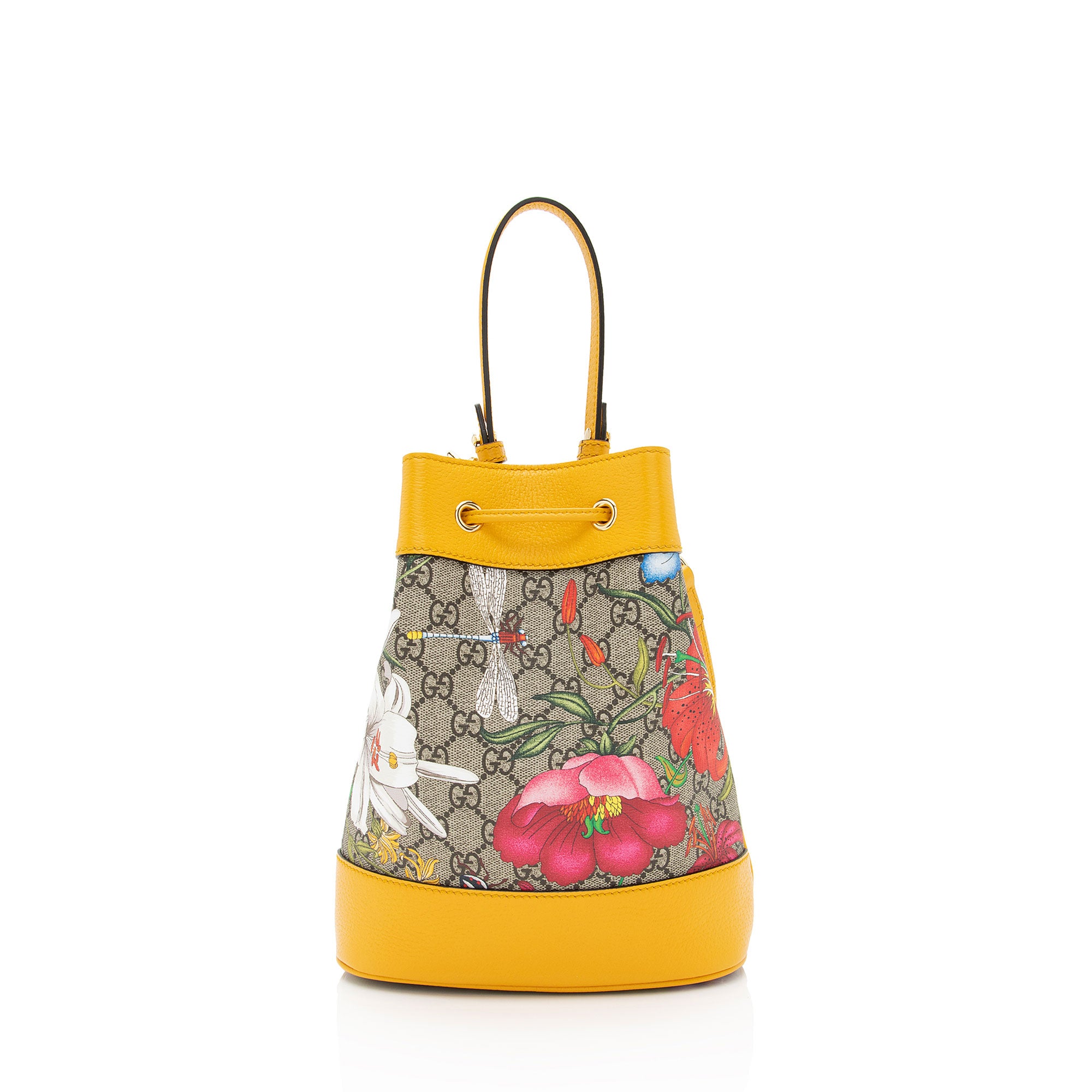 Gucci GG Supreme Flora Ophidia Small Bucket Bag (SHF-Hh7gjf)