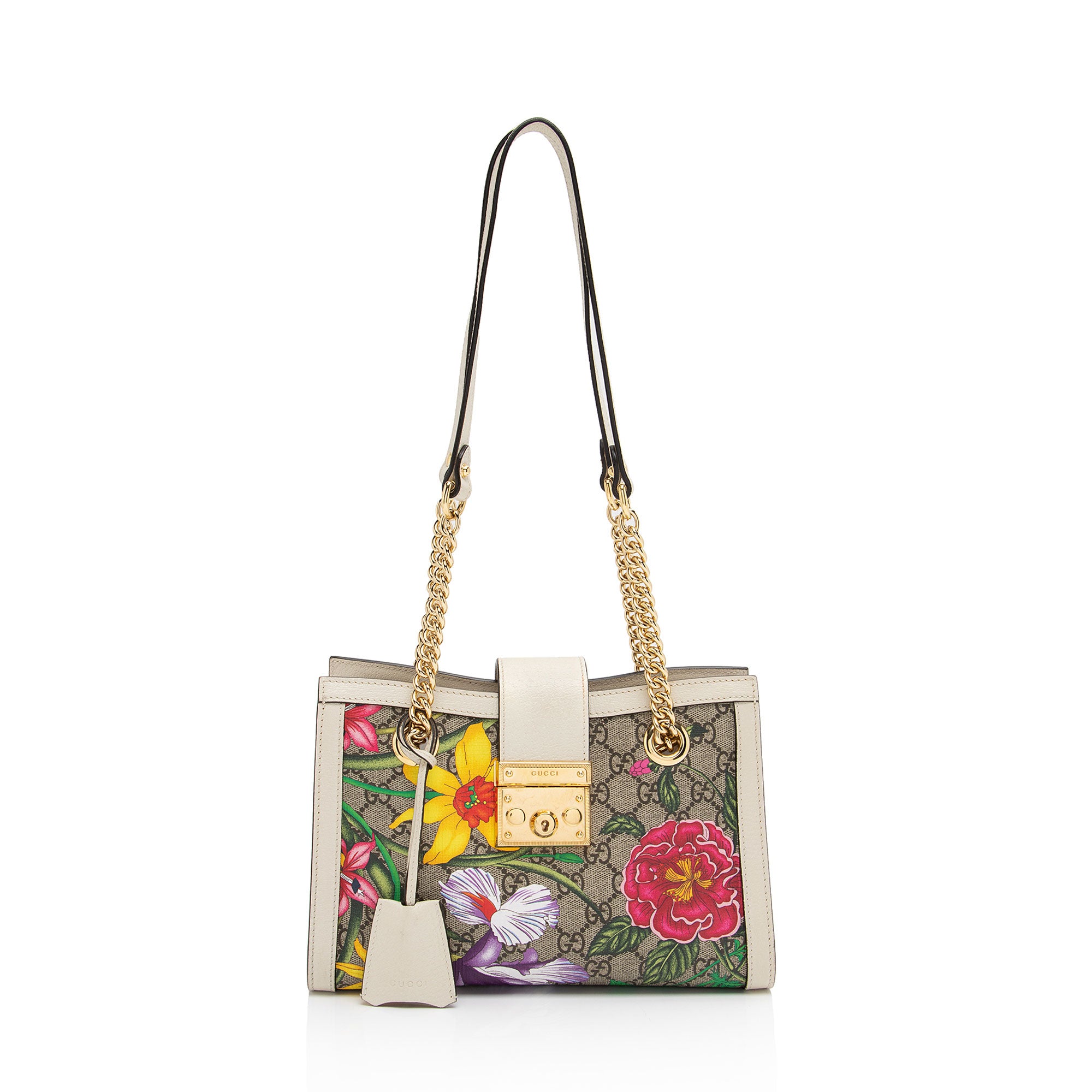 Gucci GG Supreme Flora Padlock Small Tote (SHF-39l0R6)