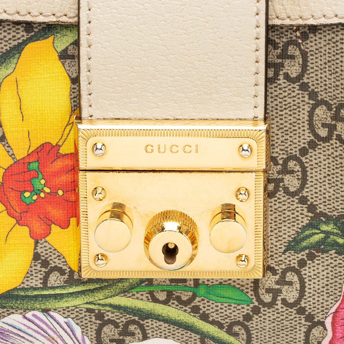Gucci GG Supreme Flora Padlock Small Tote