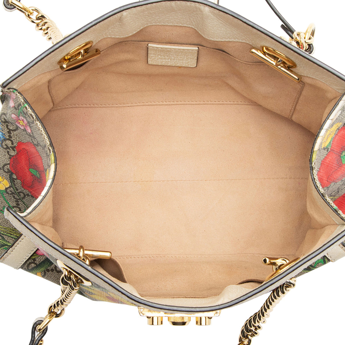 Gucci GG Supreme Flora Padlock Small Tote