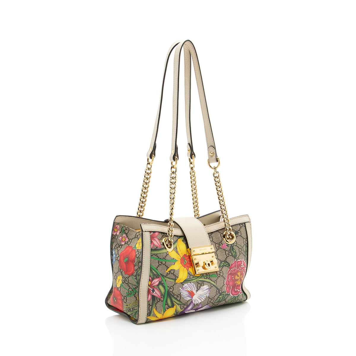Gucci GG Supreme Flora Padlock Small Tote