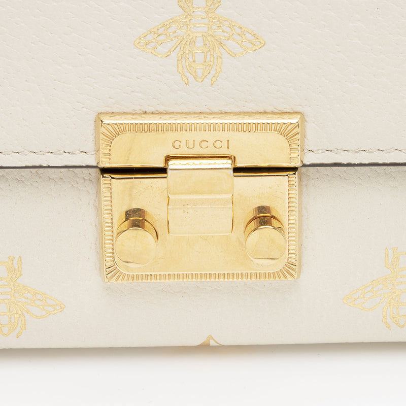 Gucci GG Supreme Leather Bee Star Padlock Compact Wallet (SHF-ZjgWCN)