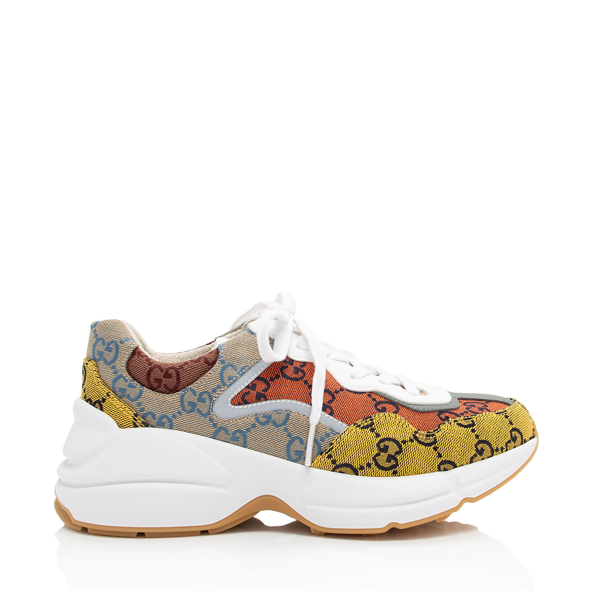 Gucci GG Supreme Mixed Fabric Rhyton Sneakers - Size 6 / 36 (SHF-M6SFO