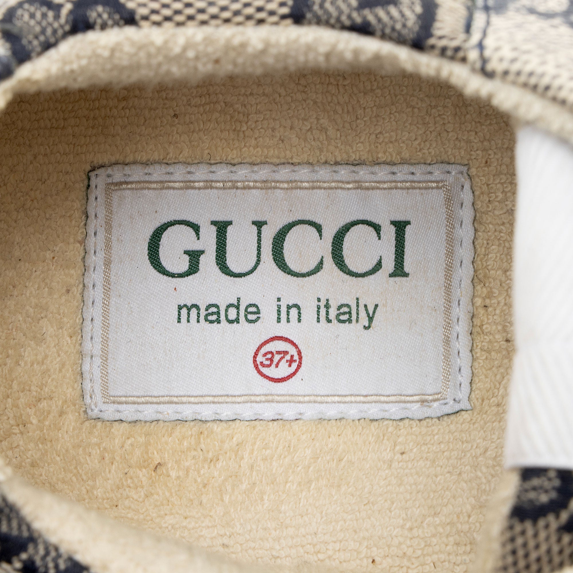 Gucci GG Supreme Mixed Fabric Rhyton Sneakers - Size 7.5 / 37.5