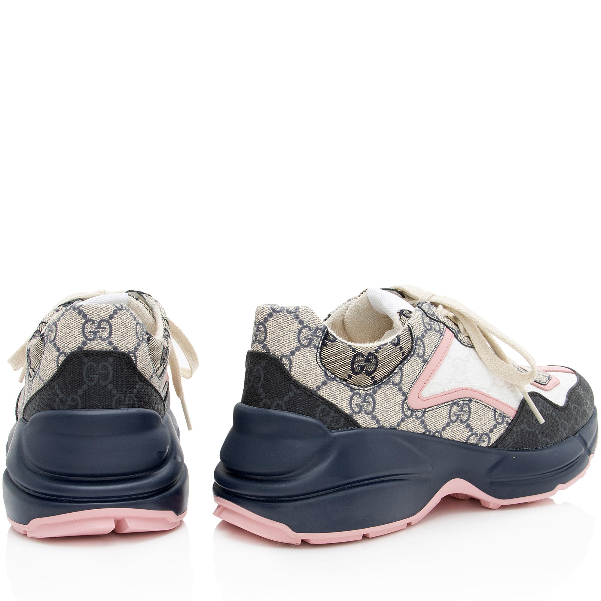 Gucci GG Supreme Mixed Fabric Rhyton Sneakers - Size 8.5 / 38.5