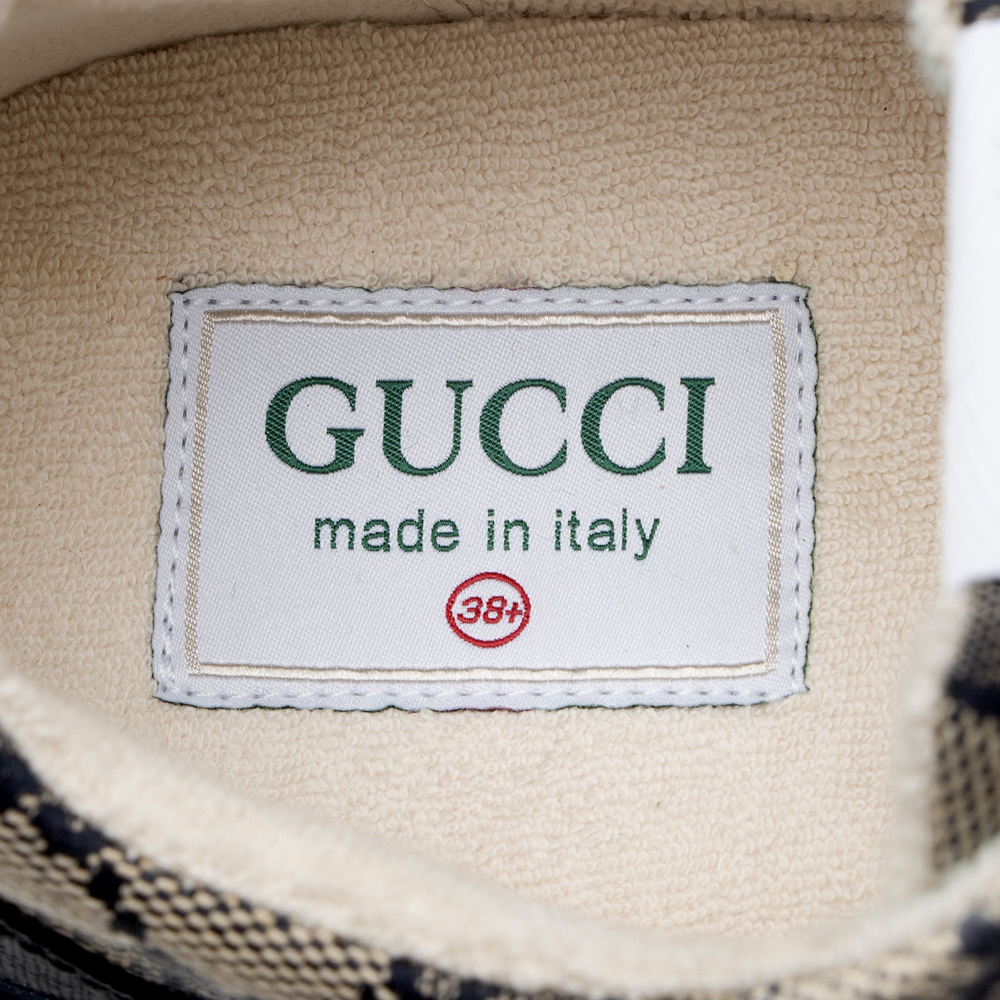 Gucci GG Supreme Mixed Fabric Rhyton Sneakers - Size 8.5 / 38.5