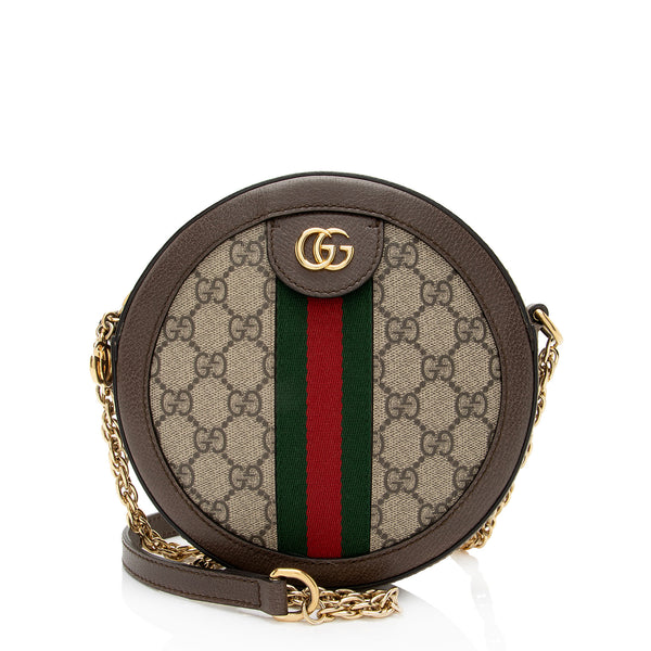 Gucci GG Supreme Ophidia Round Mini Shoulder Bag (SHF-8LEeSa)