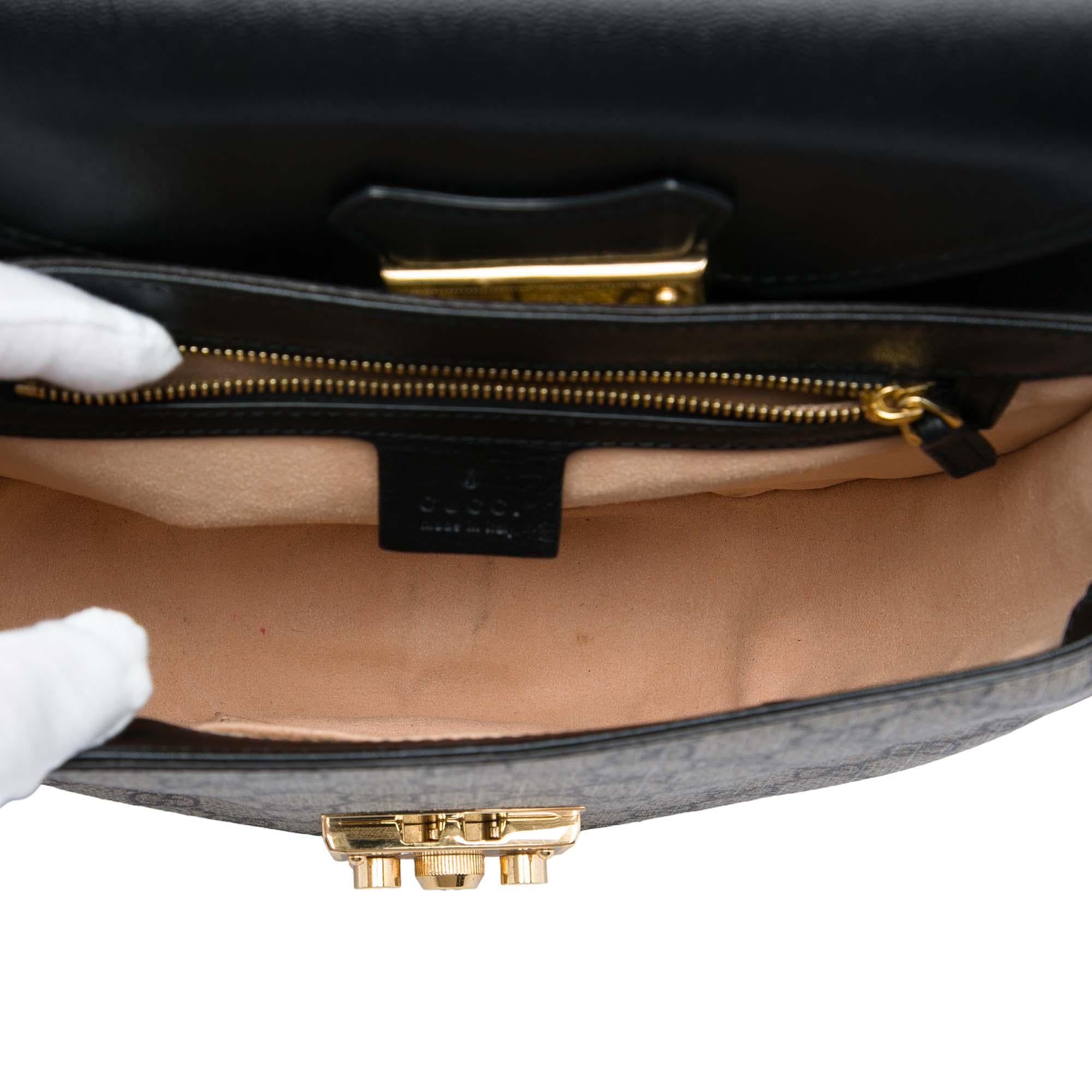Gucci GG Supreme Saddle Padlock Crossbody