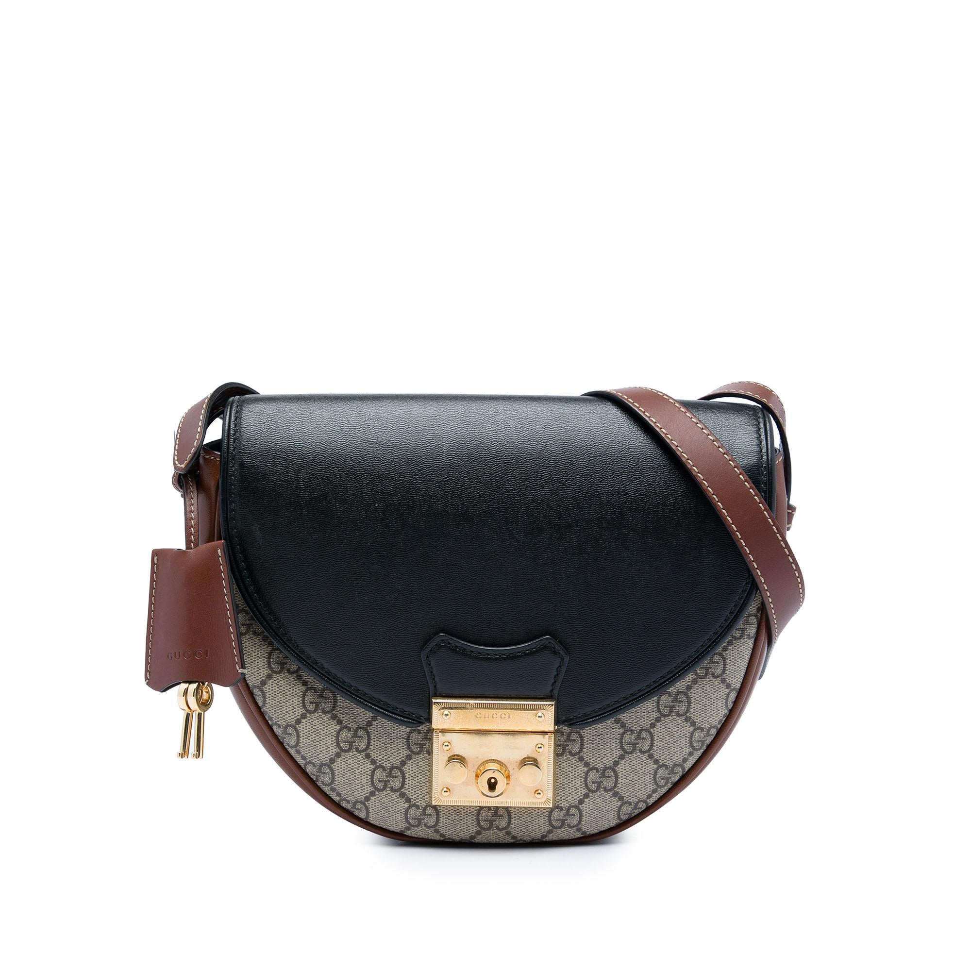 Gucci GG Supreme Saddle Padlock Crossbody
