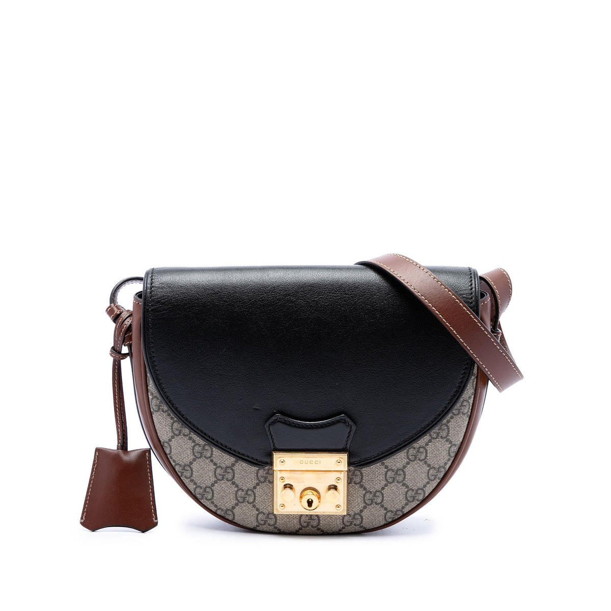 Gucci GG Supreme Saddle Padlock Crossbody