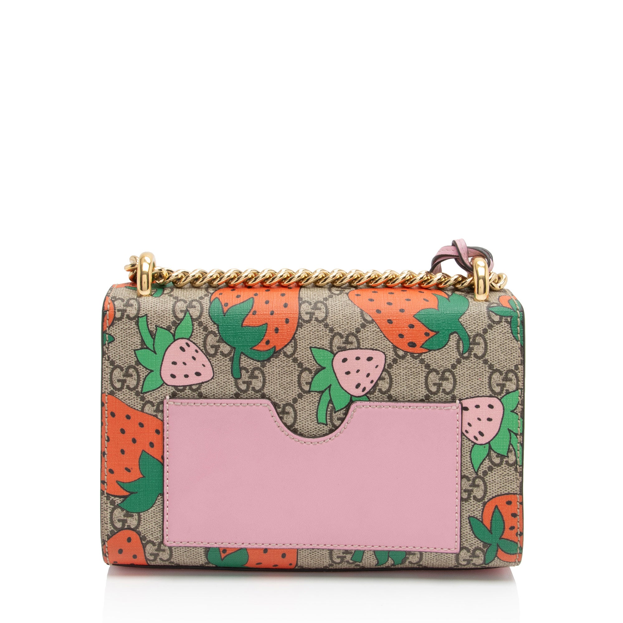 Gucci GG Supreme Strawberry Padlock Small Shoulder Bag