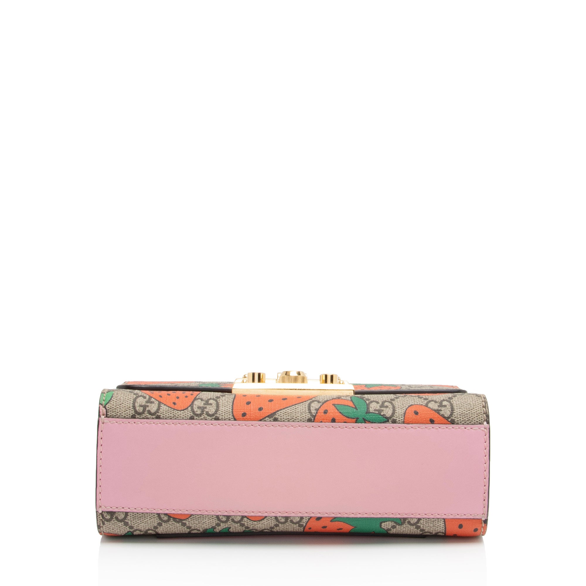 Gucci GG Supreme Strawberry Padlock Small Shoulder Bag