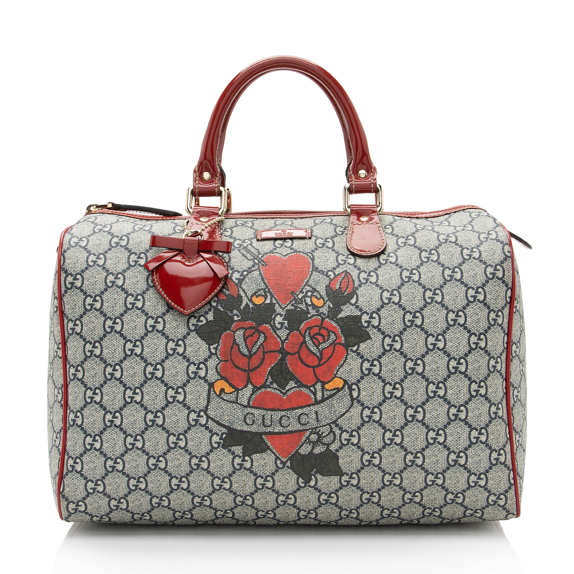 Gucci GG Supreme Tattoo Heart Medium Boston Bag (SHF-mYHaeC)