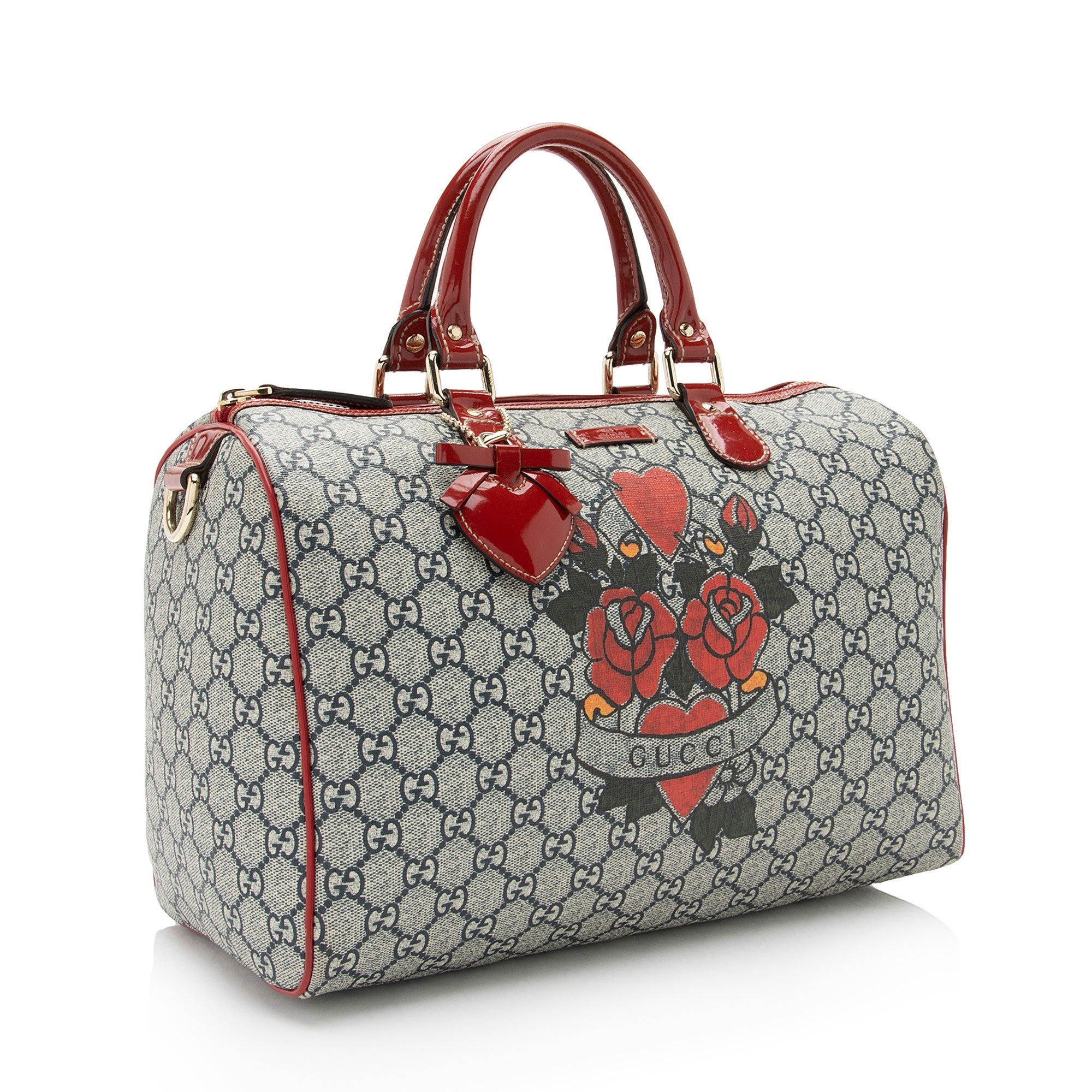 Gucci GG Supreme Tattoo Heart Medium Boston Bag (SHF-mYHaeC)