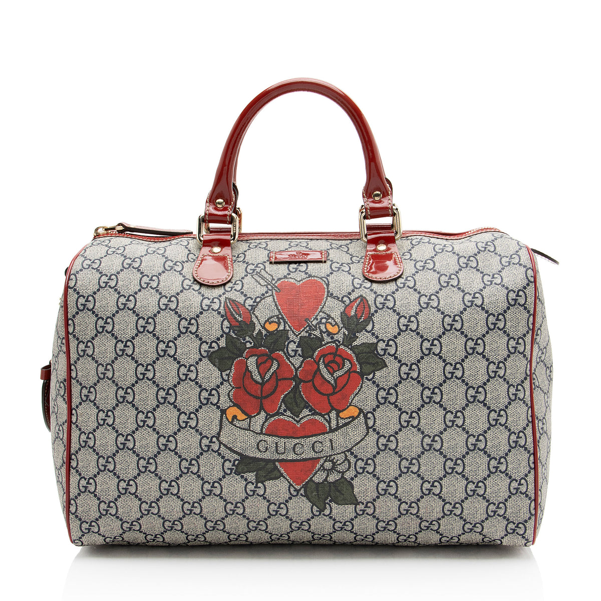 Gucci GG Supreme Tattoo Heart Medium Boston Bag