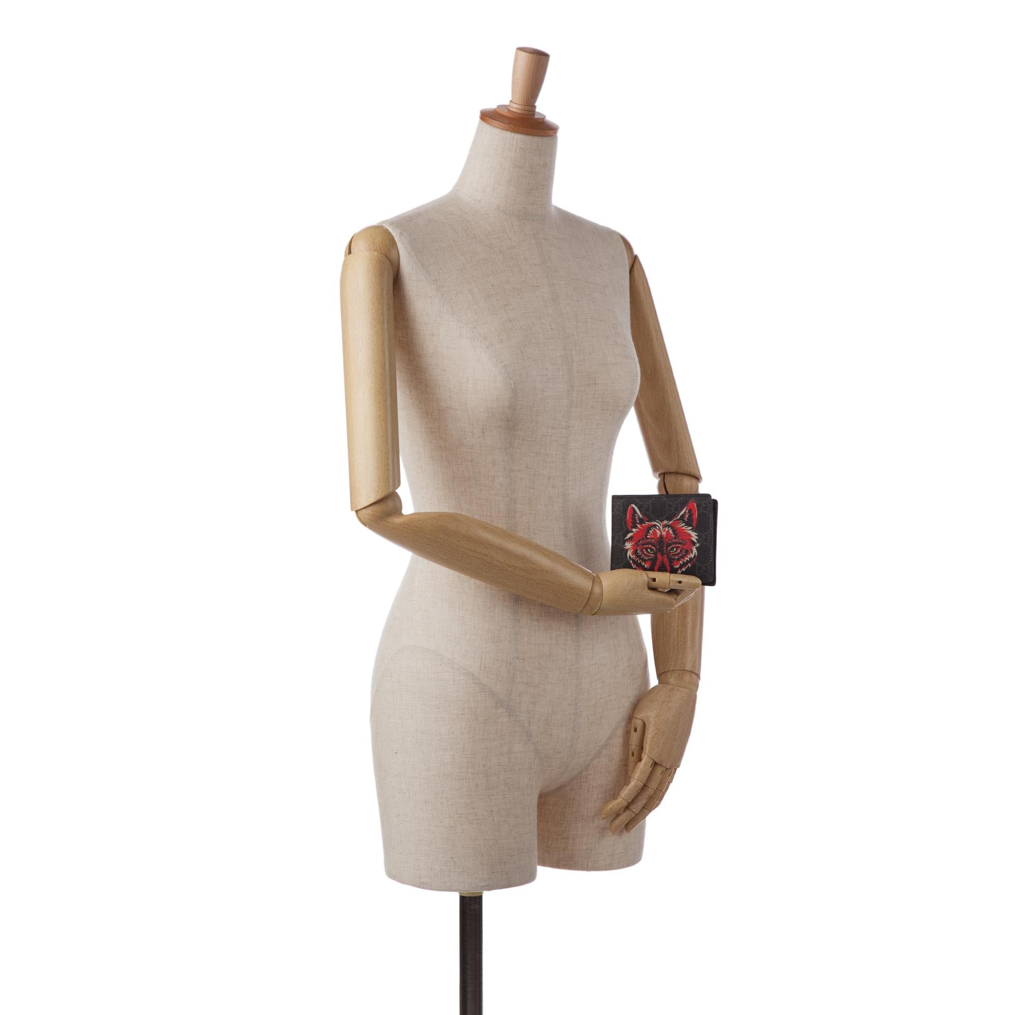 Gucci GG Supreme Wolf Bifold Small Wallet (SHG-lPIwDq)