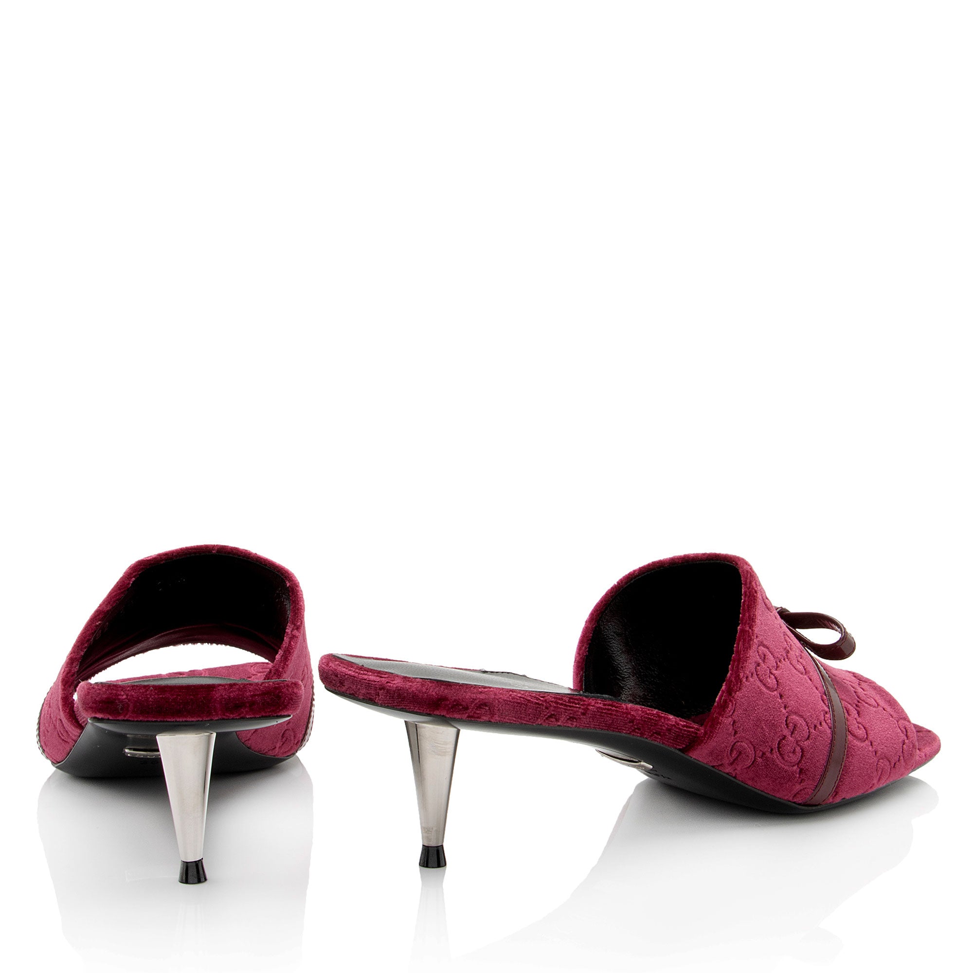 Gucci GG Velvet Bow Slide Sandals - Size 8.5 / 38.5 (SHF-EQf1eQ)