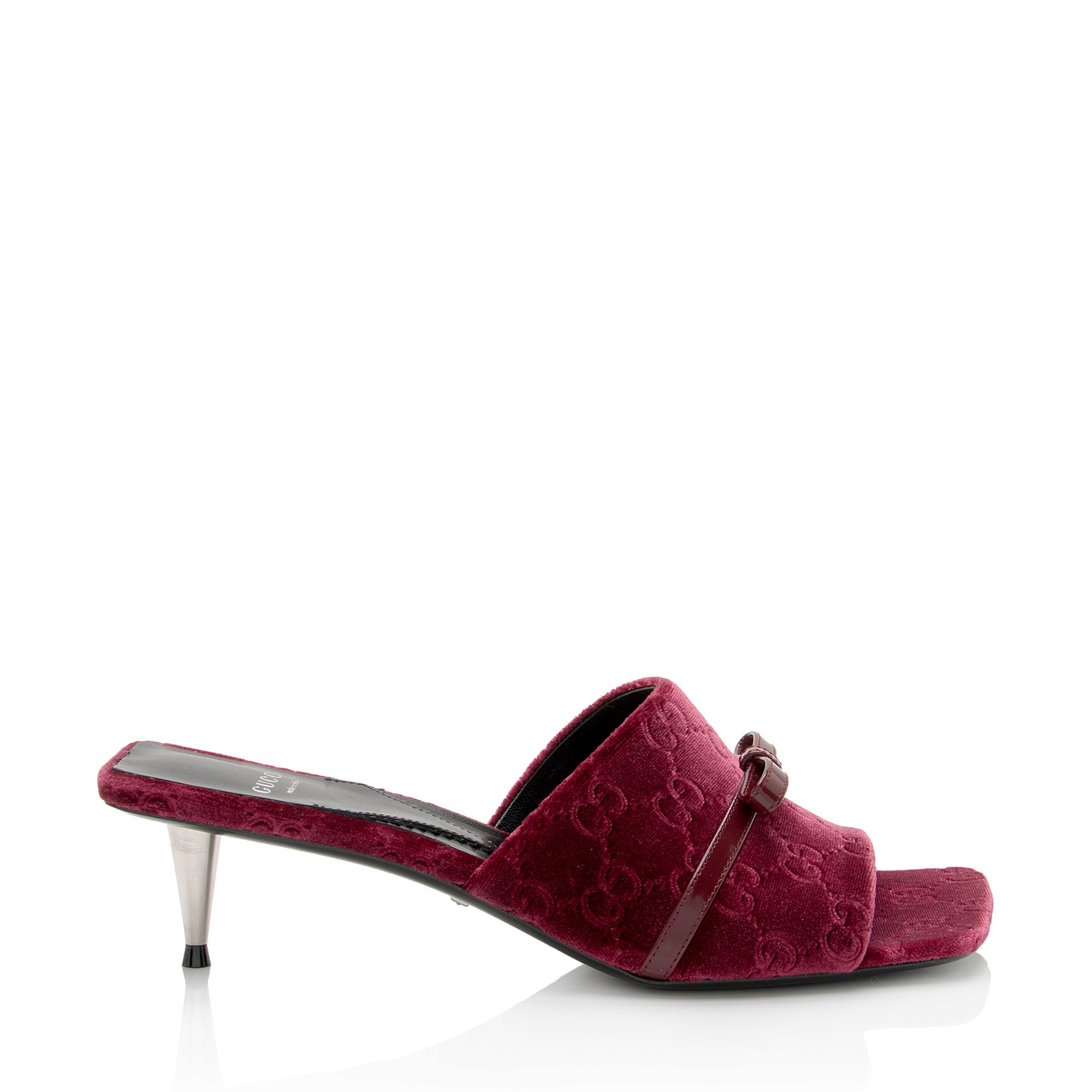 Gucci GG Velvet Bow Slide Sandals - Size 8.5 / 38.5 (SHF-EQf1eQ)