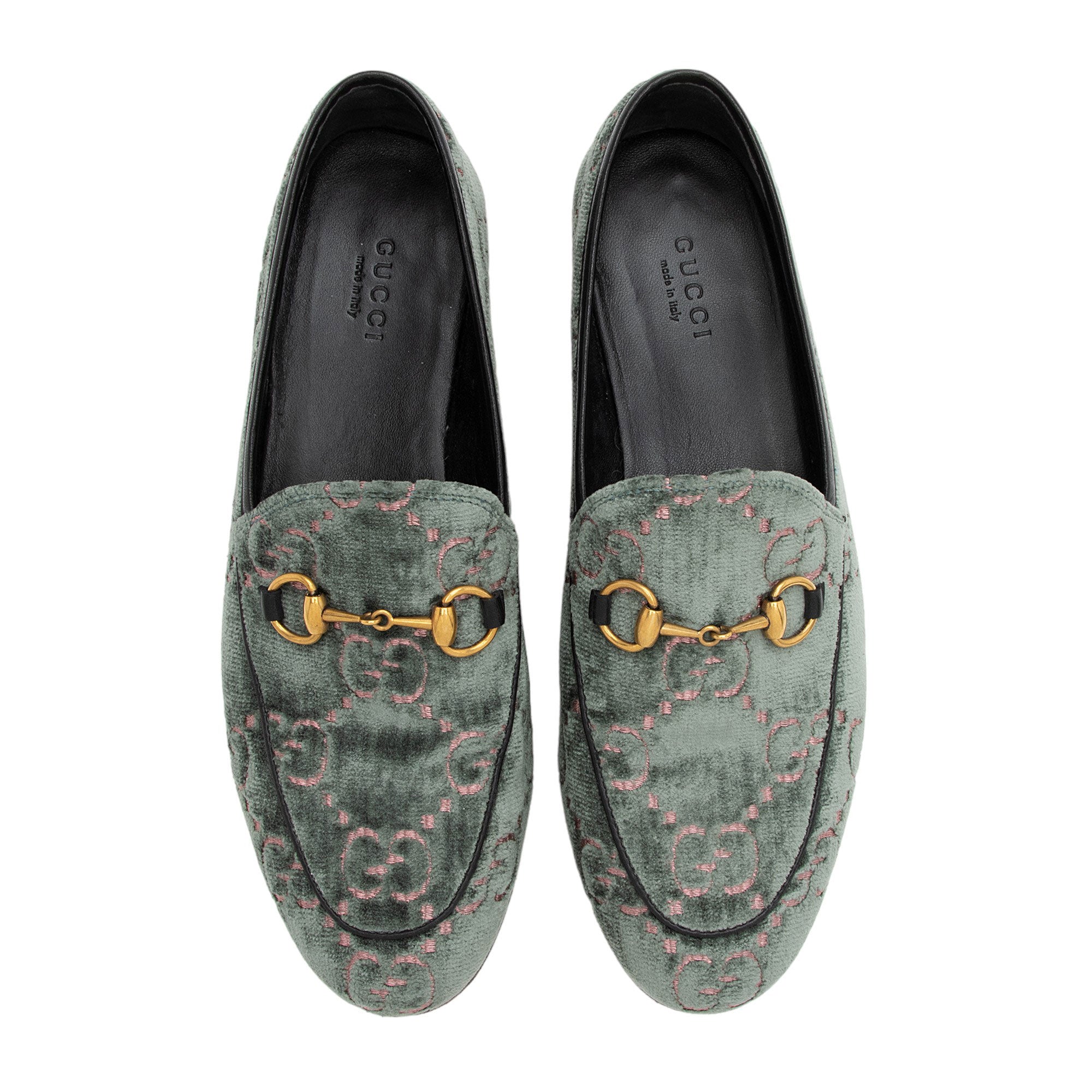 Gucci GG Velvet Horsebit Jordaan Loafers - Size 7.5 / 37.5 (SHF-CwVrAN)