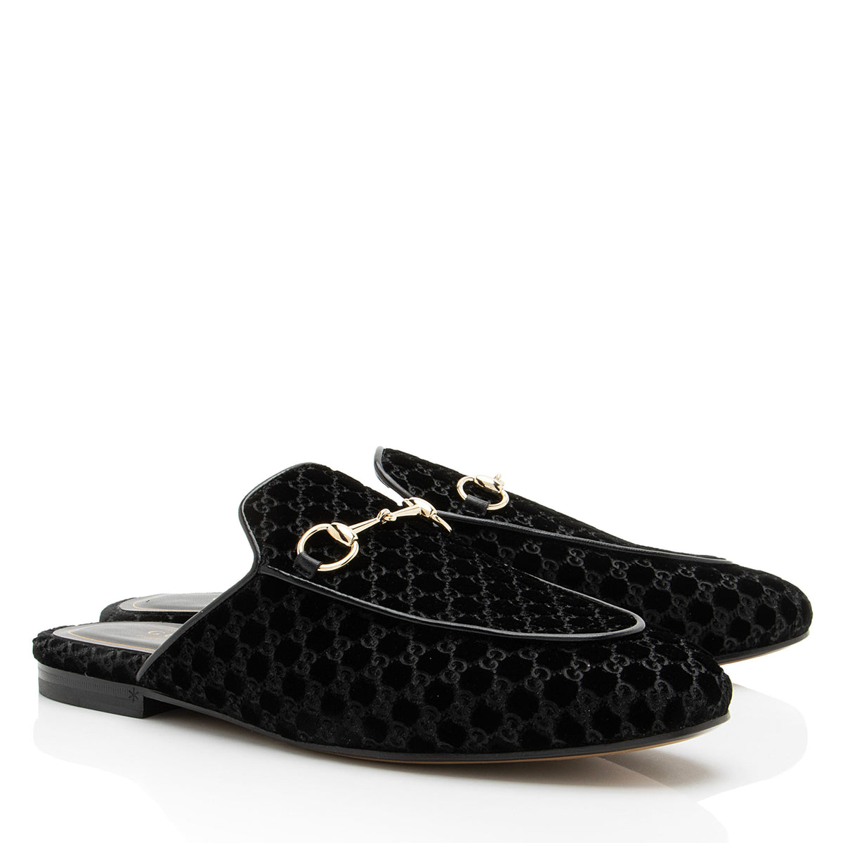 Gucci GG Velvet Princetown Mules - Size 8.5 / 38.5
