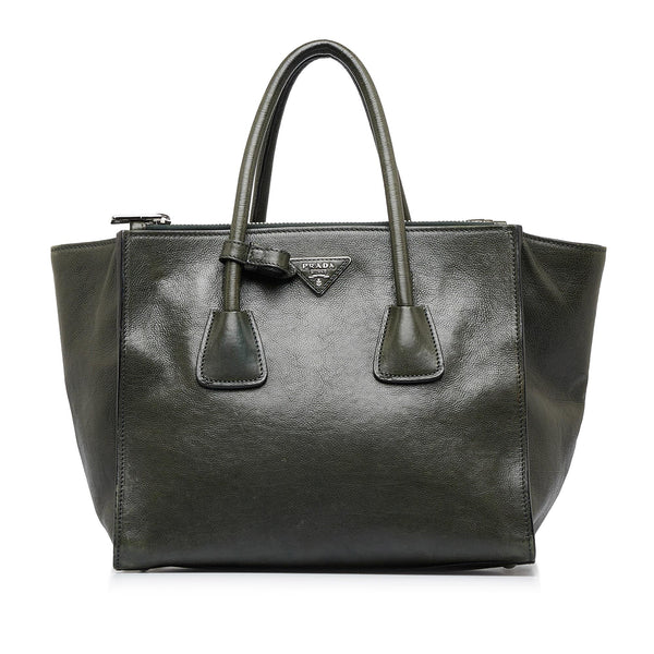 Prada, Bags, Prada Glace Calf Leather Satchel Bag Black