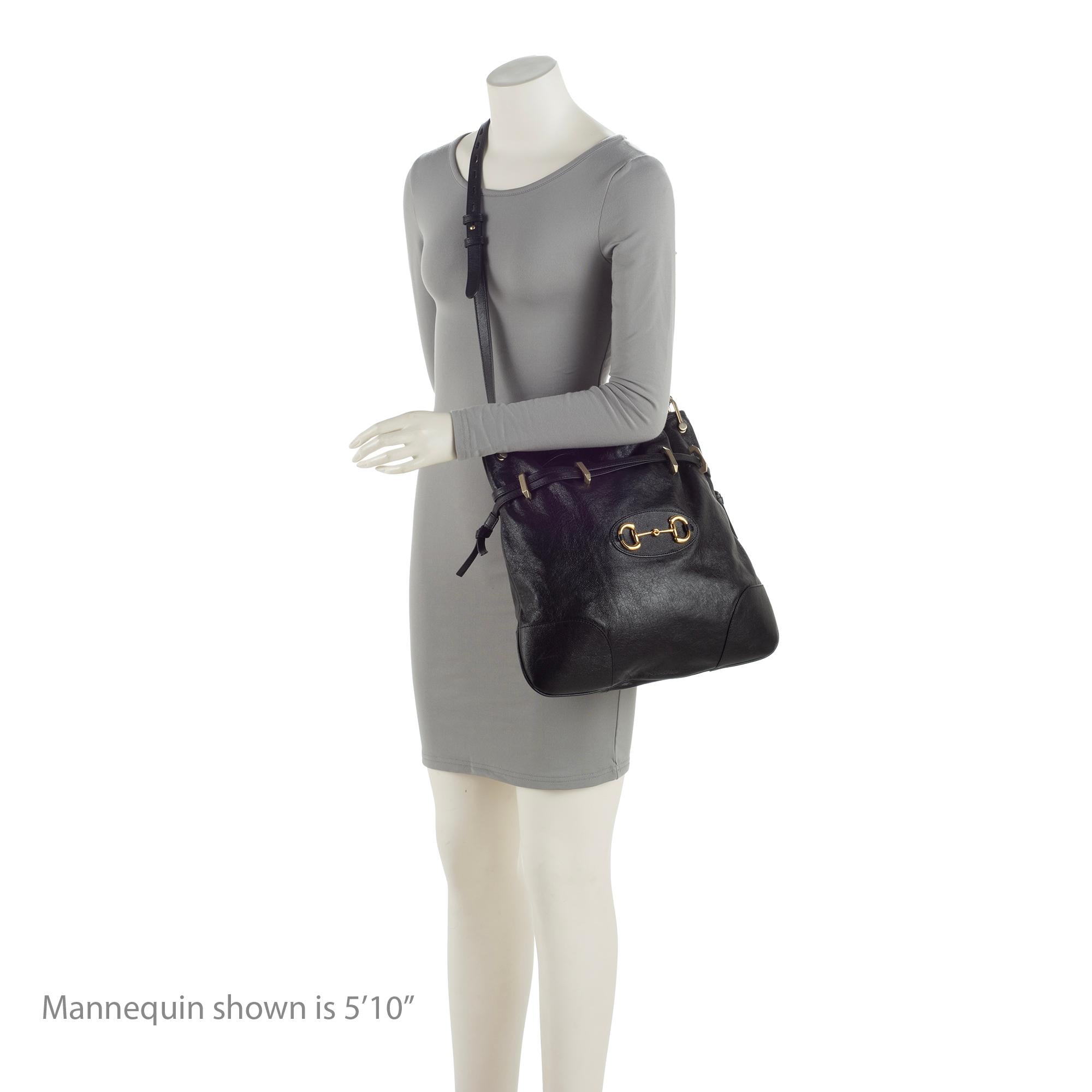 Gucci Glazed Calfskin Horsebit 1955 Morsetto Drawstring Shoulder Bag (SHF-4zXuXi)