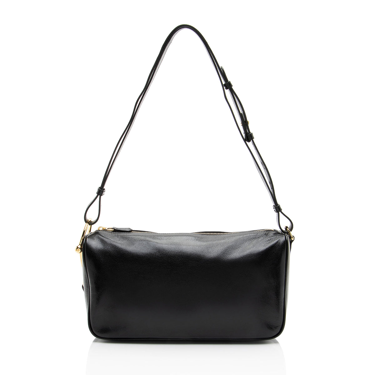 Gucci Glossy Leather Half Horsebit Medium Shoulder Bag