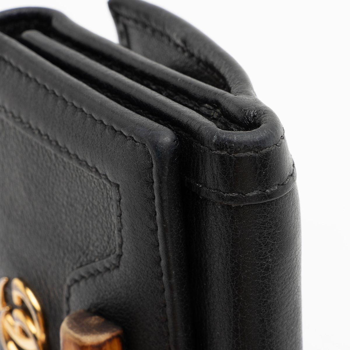 Gucci Grained Calfskin Bamboo Diana Compact Trifold Wallet