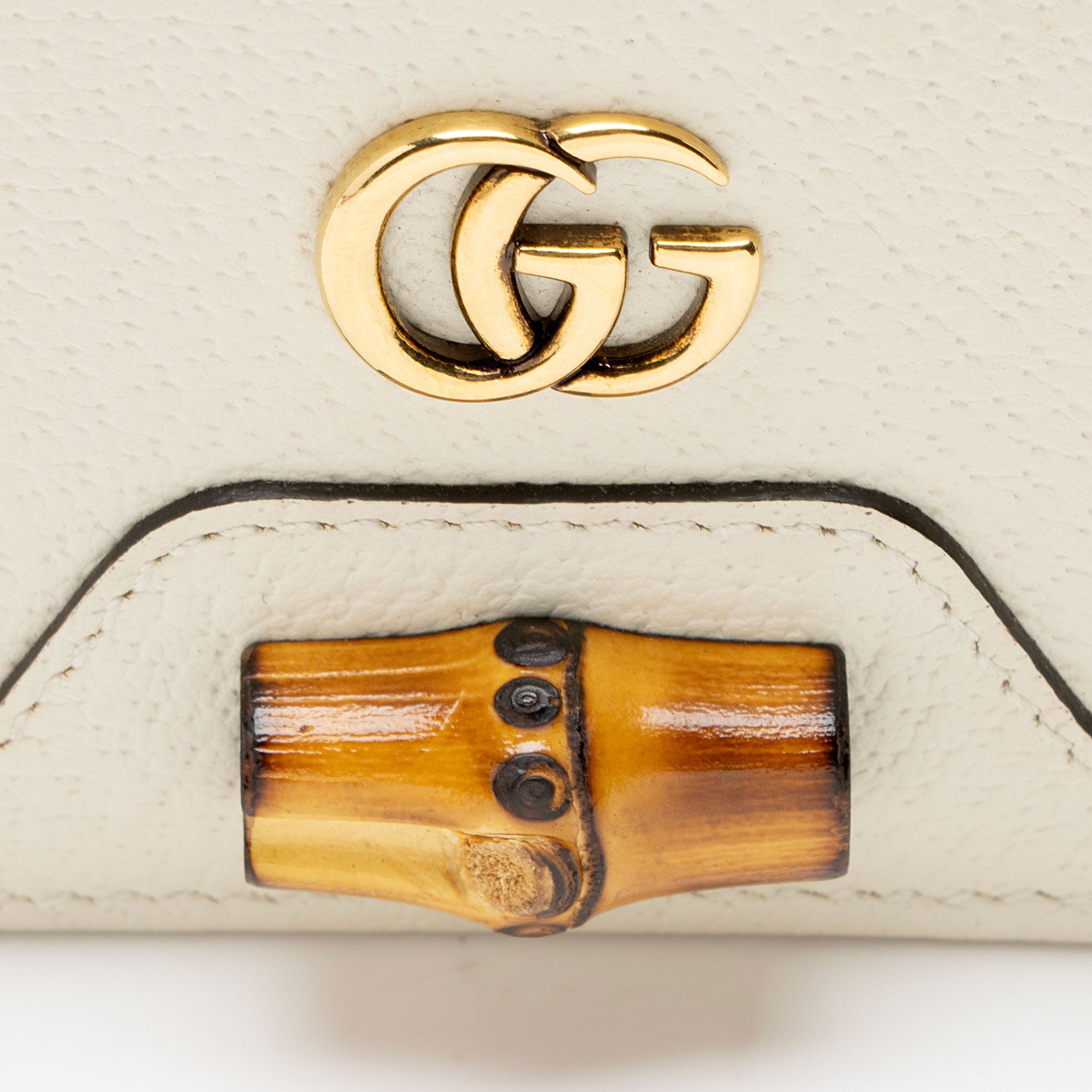 Gucci Grained Calfskin Bamboo Diana Compact Wallet
