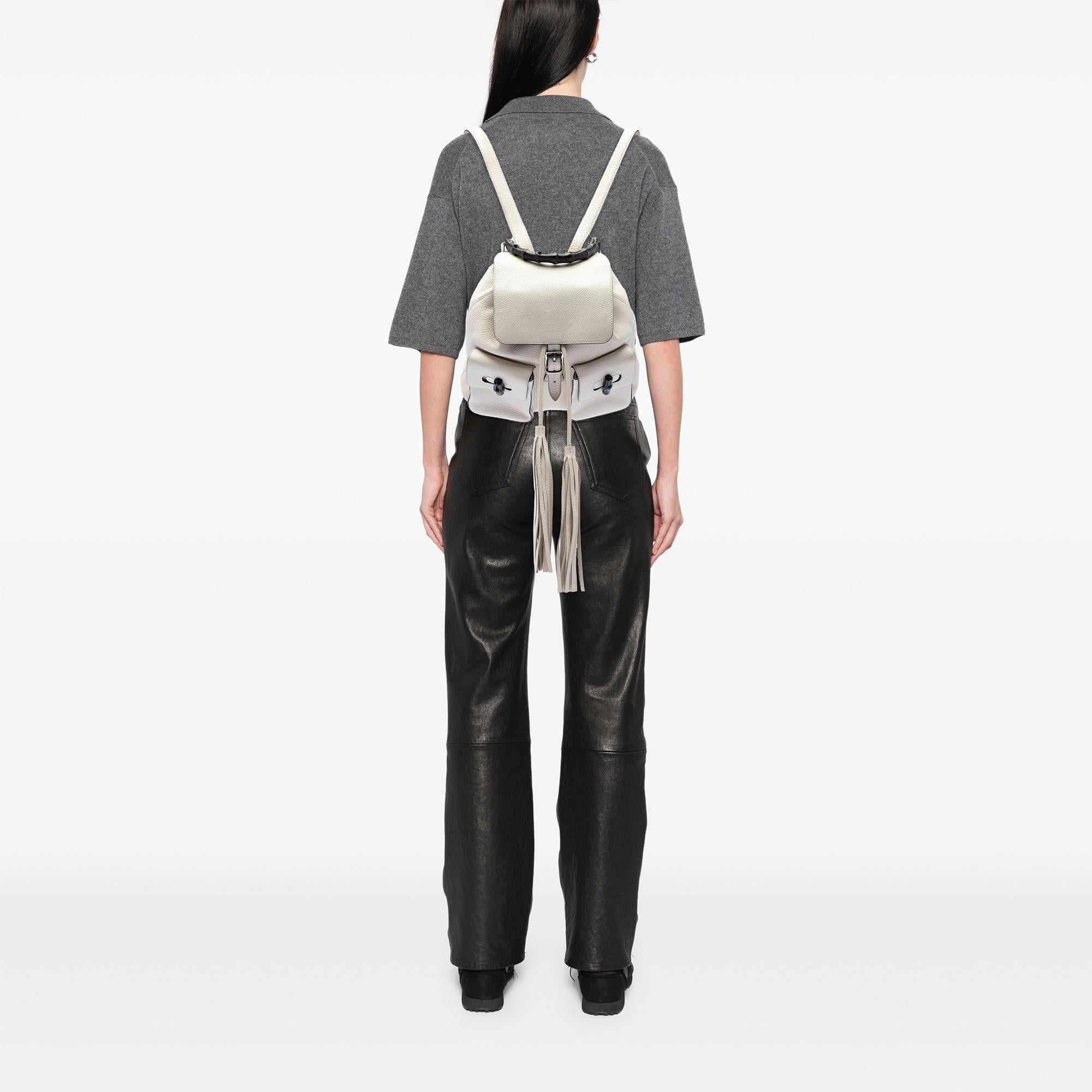 Gucci Grained Calfskin Bamboo Tassel Backpack