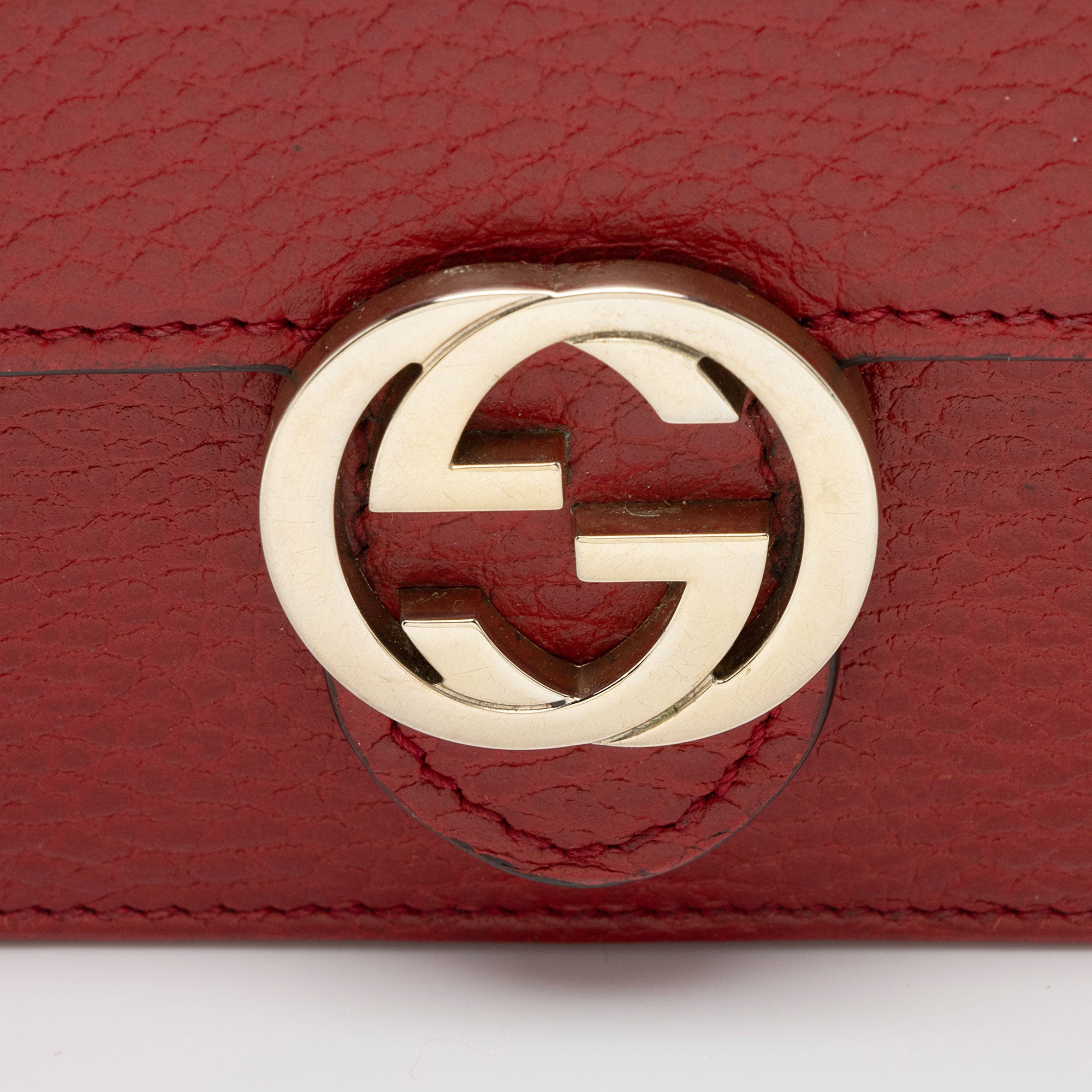 Gucci Grained Calfskin Interlocking G Chain Wallet