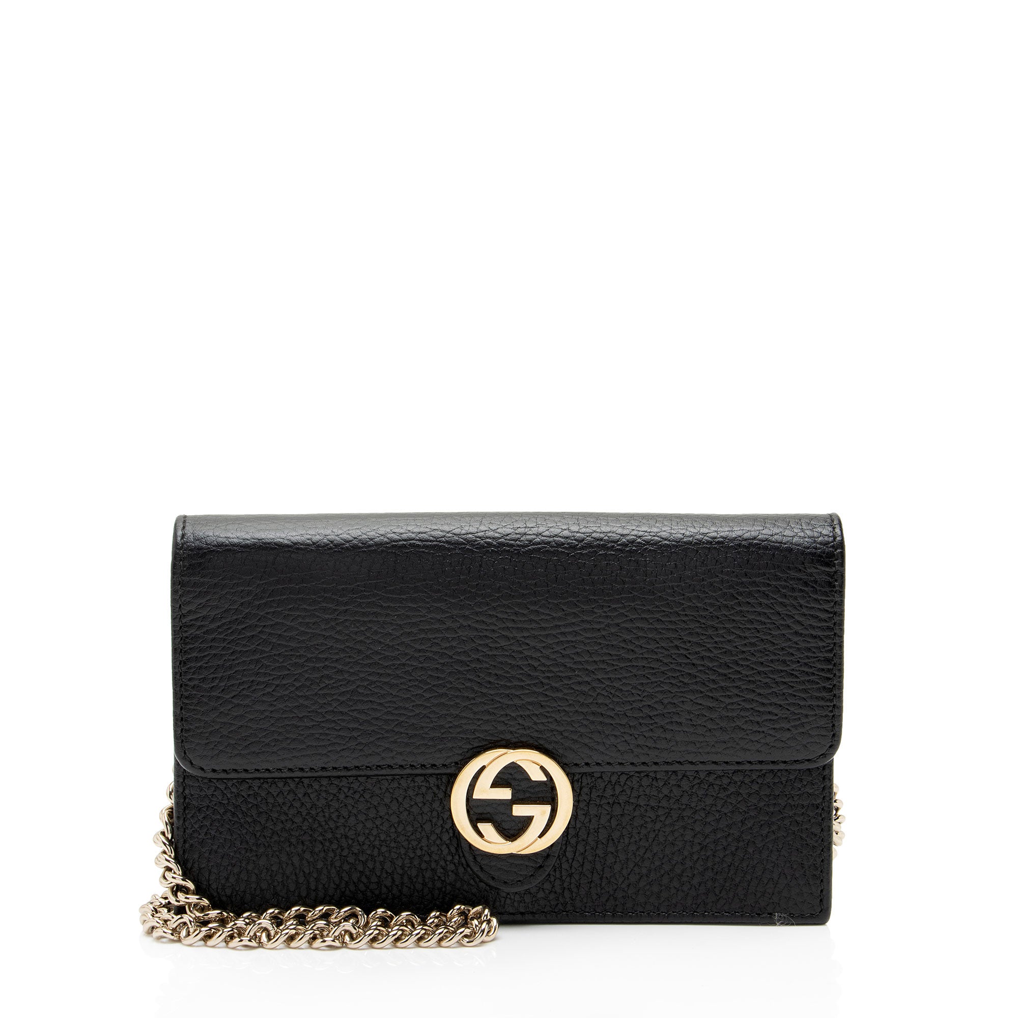 Gucci Grained Calfskin Interlocking G Chain Wallet