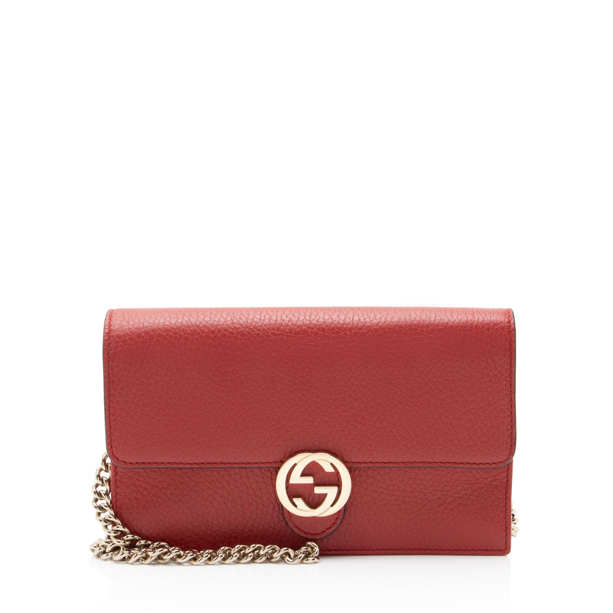 Gucci Grained Calfskin Interlocking G Chain Wallet