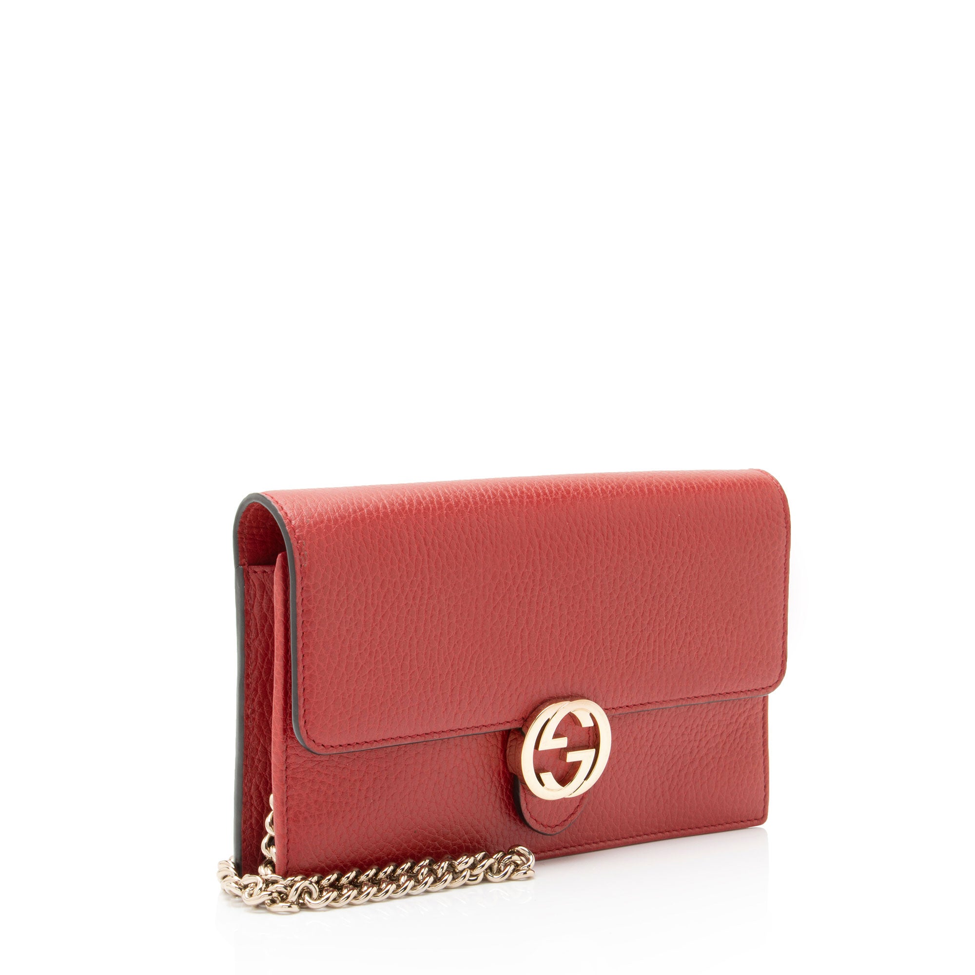 Gucci Grained Calfskin Interlocking G Chain Wallet