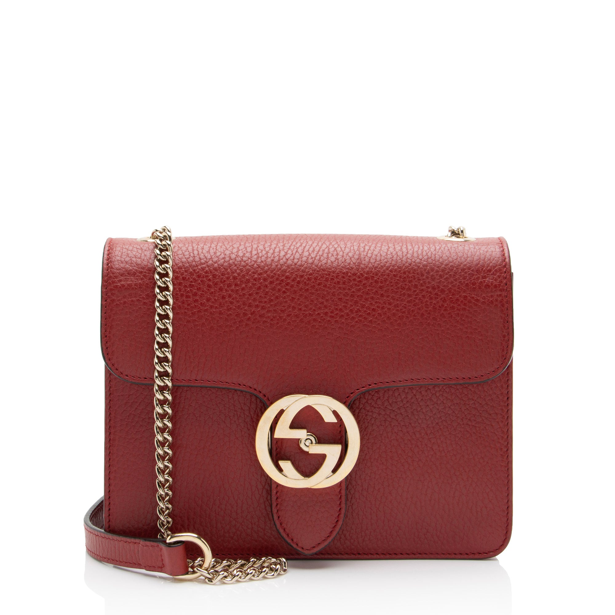Gucci Grained Calfskin Interlocking G Small Shoulder Bag