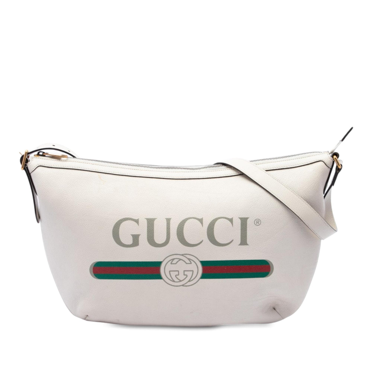Gucci Grained Calfskin Logo Half Moon Crossbody