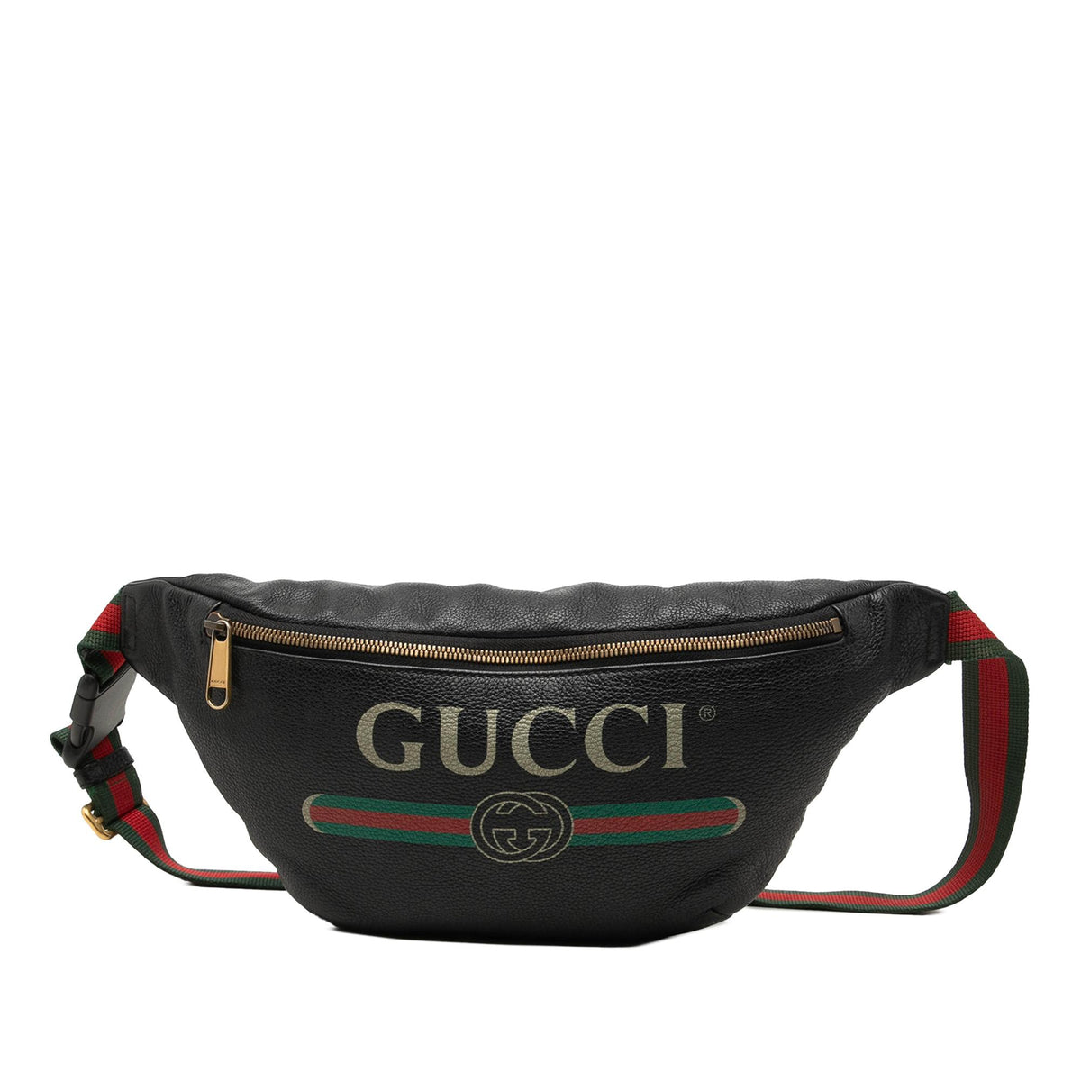 Gucci Grained Calfskin Web Logo Belt Bag