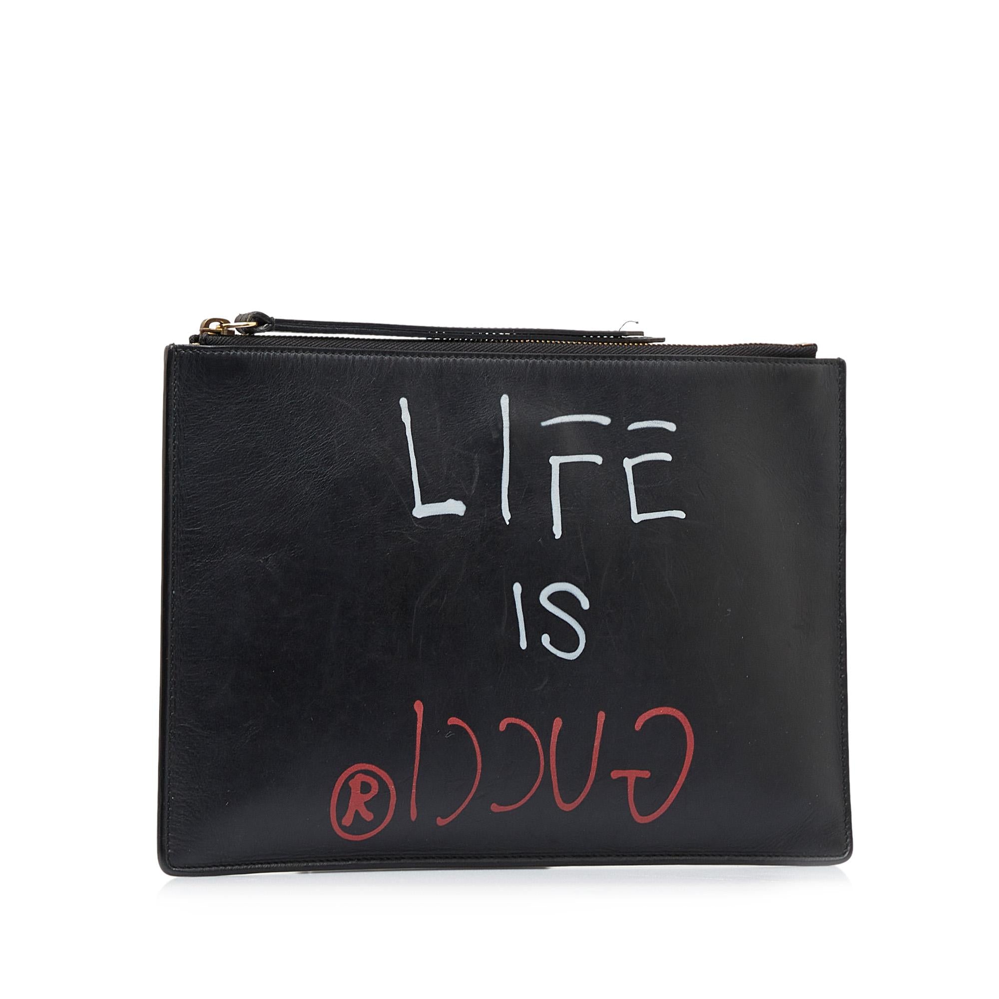 Gucci Gucci Ghost Life is Gucci Leather Clutch Bag (SHG-QPhnpZ)