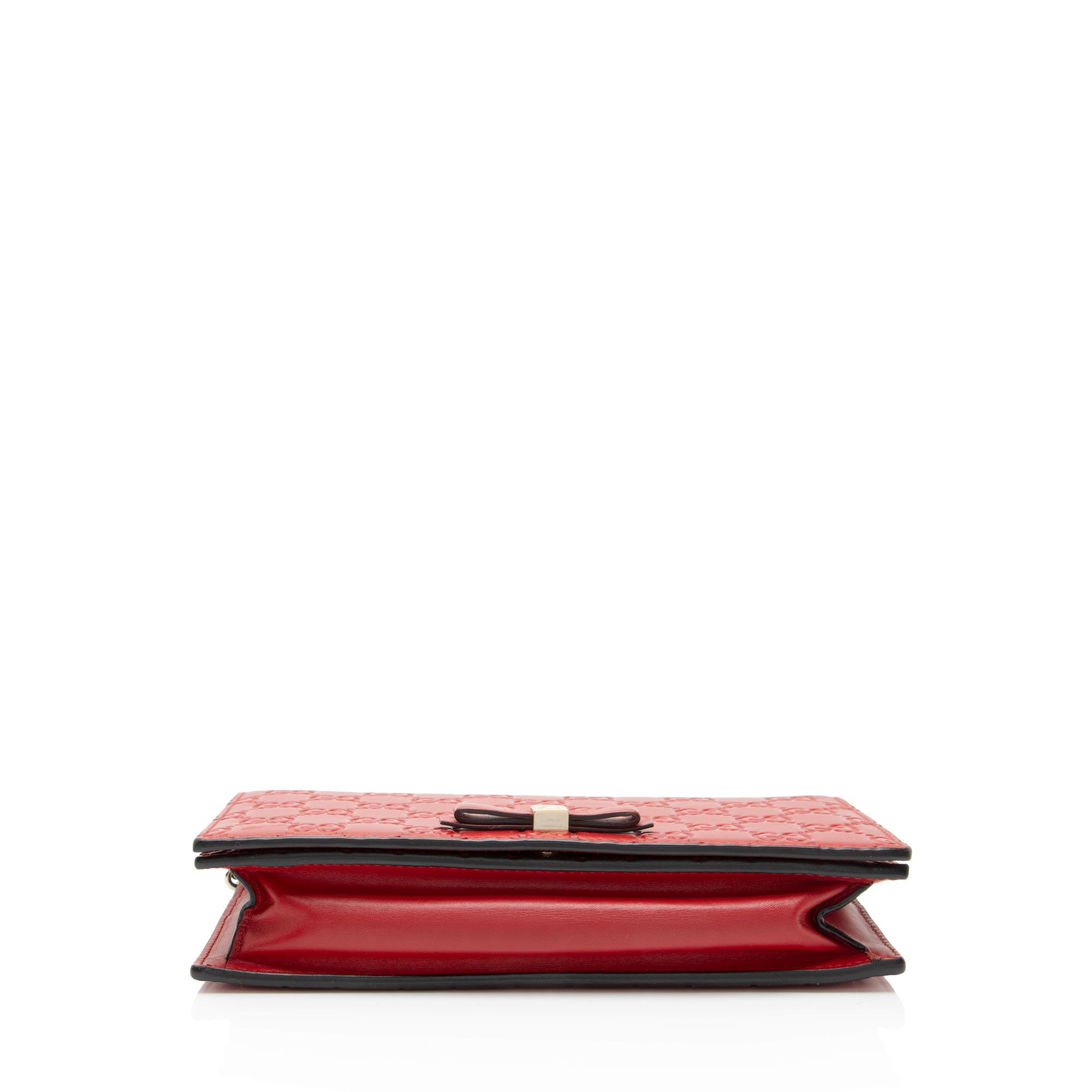 Gucci Guccissima Leather Signature Bow Mini Wallet on Chain