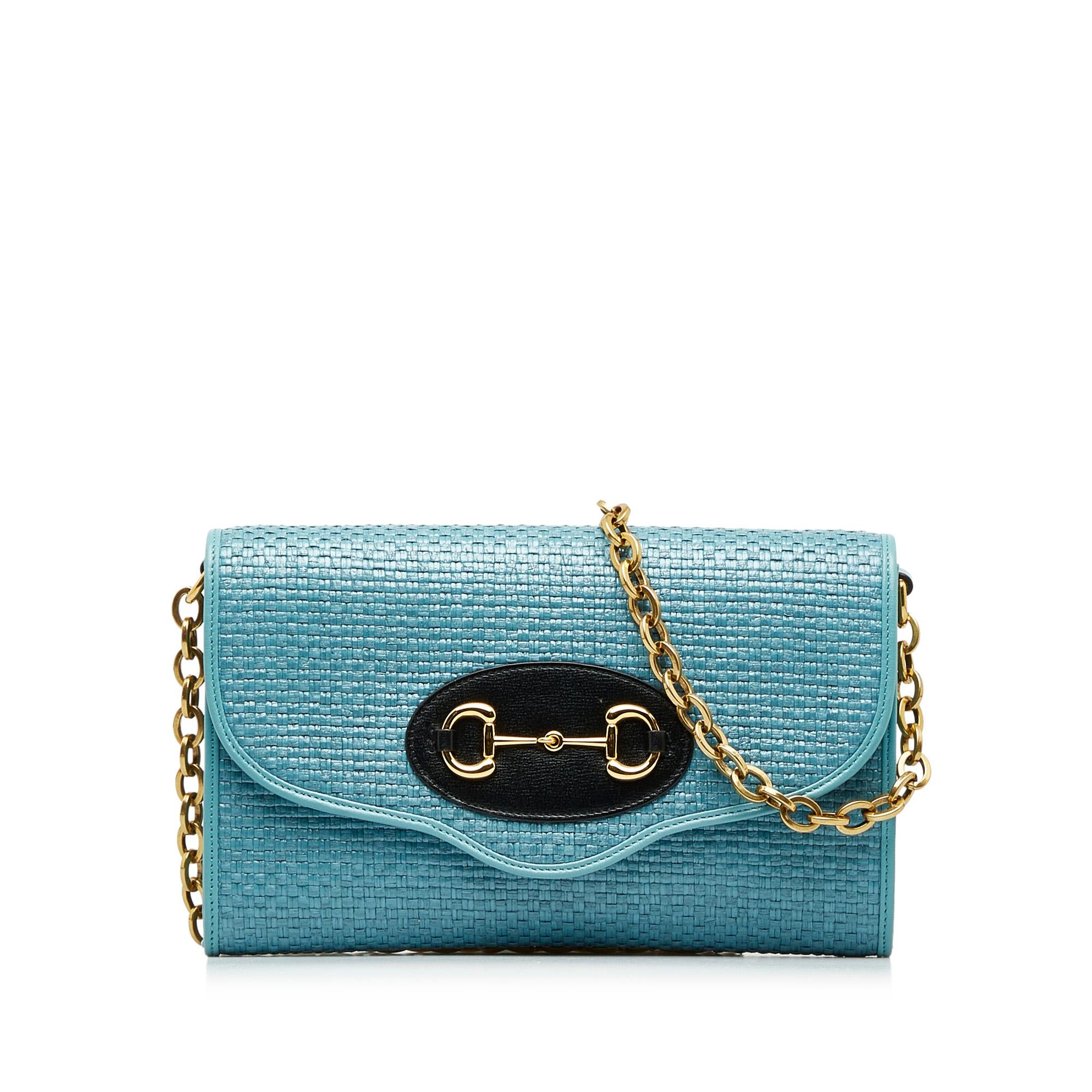 Gucci Horsebit 1955 Raffia Chain Bag (SHG-4v9ib8)