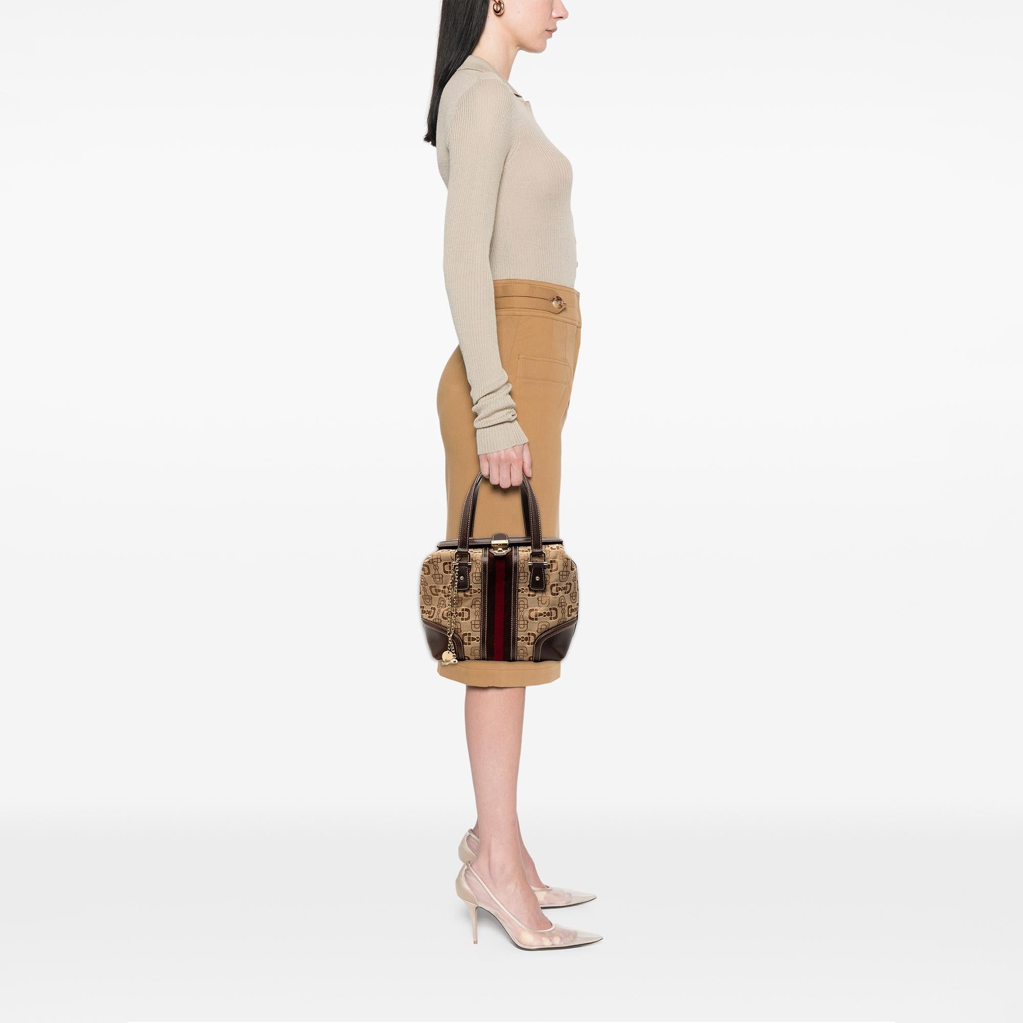 Gucci Horsebit Canvas Web Treasure Handbag