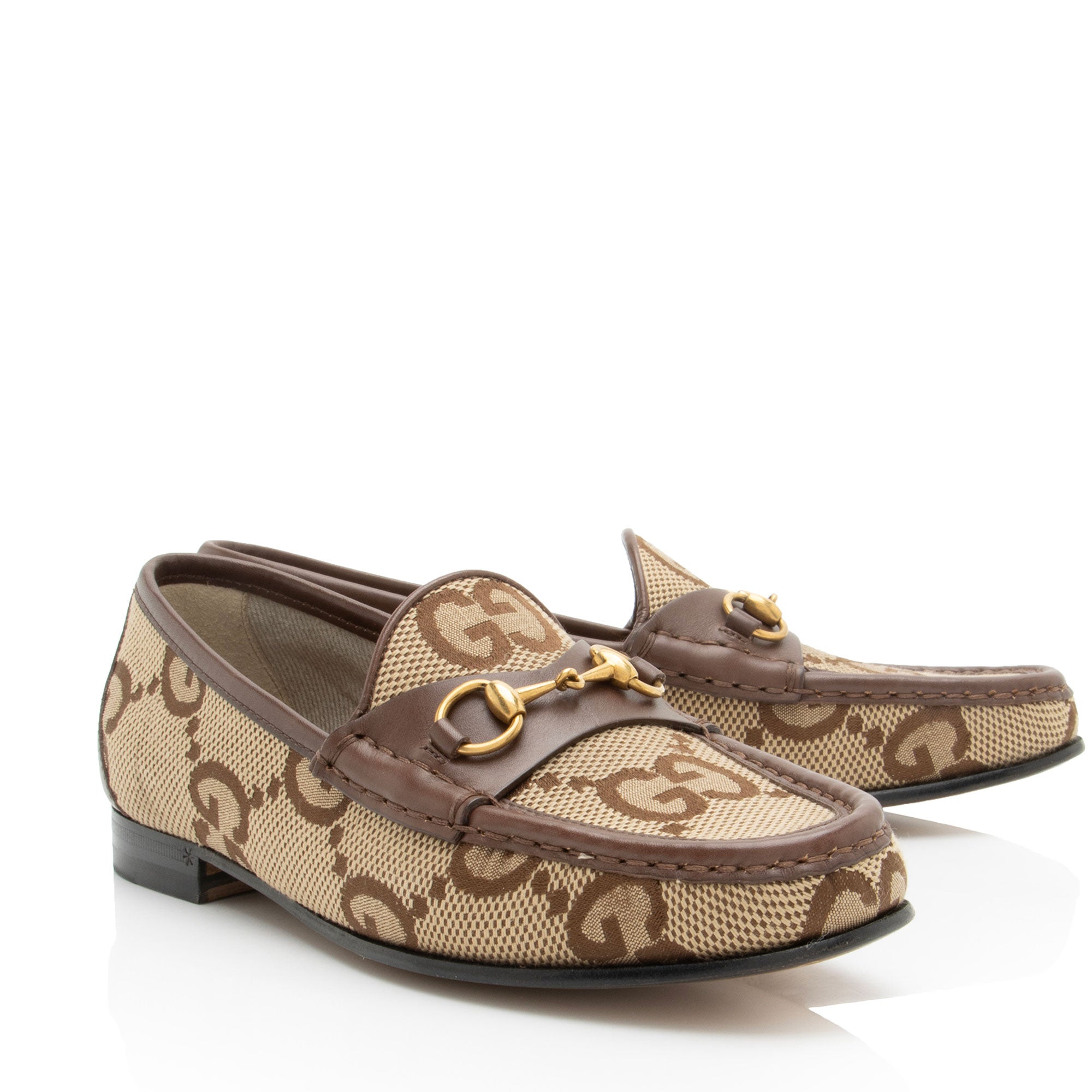 Gucci Jumbo GG Canvas Horsebit Jordaan Loafers - Size 7 / 37