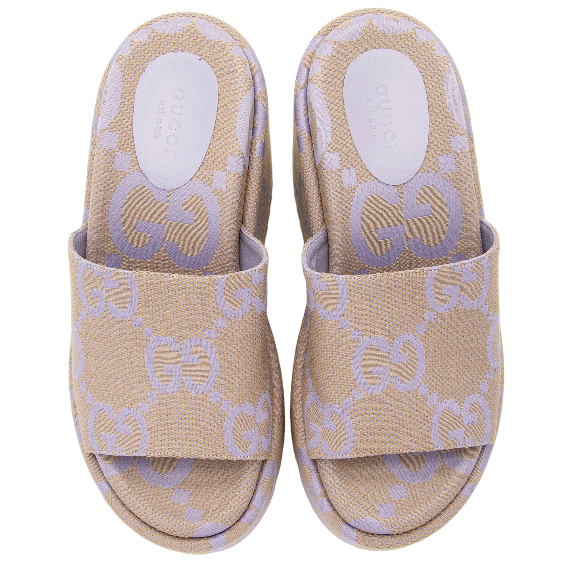 Gucci Jumbo GG Canvas Platform Wedge Slides - Size 7 / 37 (SHF-th537h)