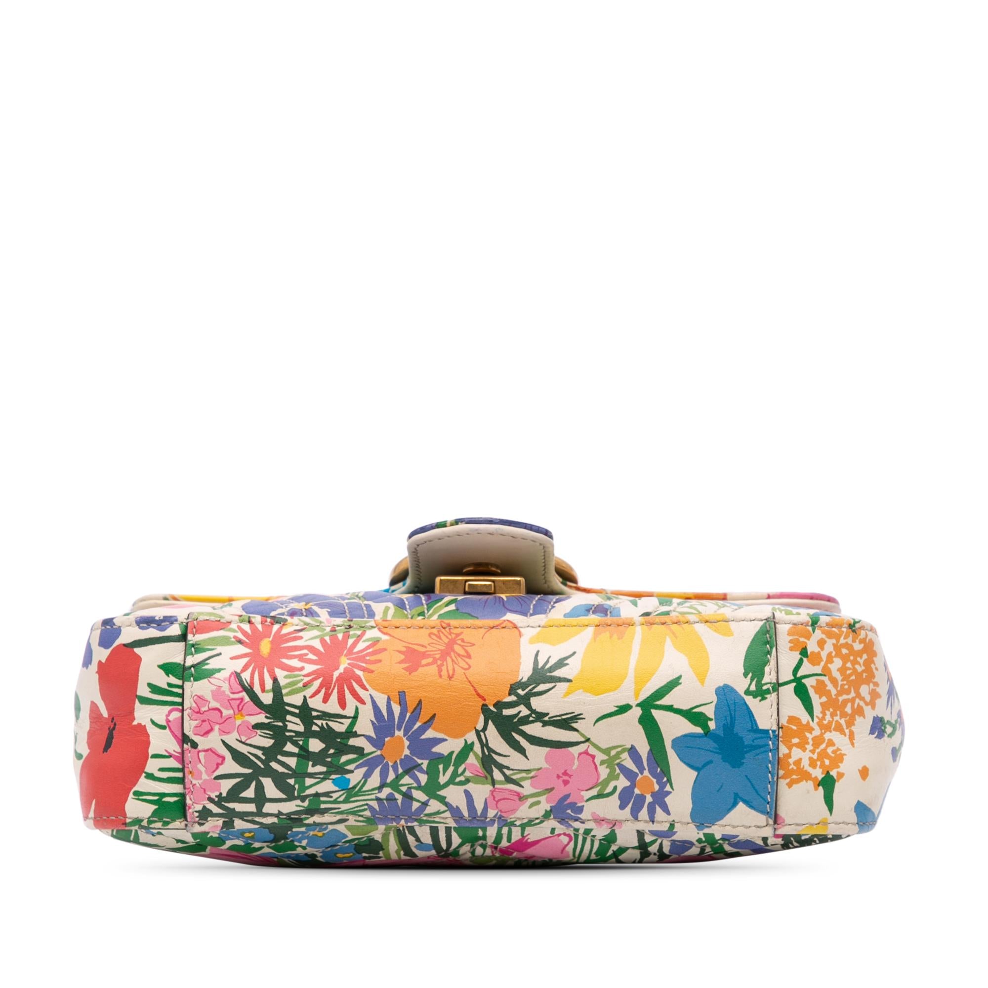 Gucci Ken Scott Mini GG Marmont Floral Printed Matelasse Leather Flap Crossbody